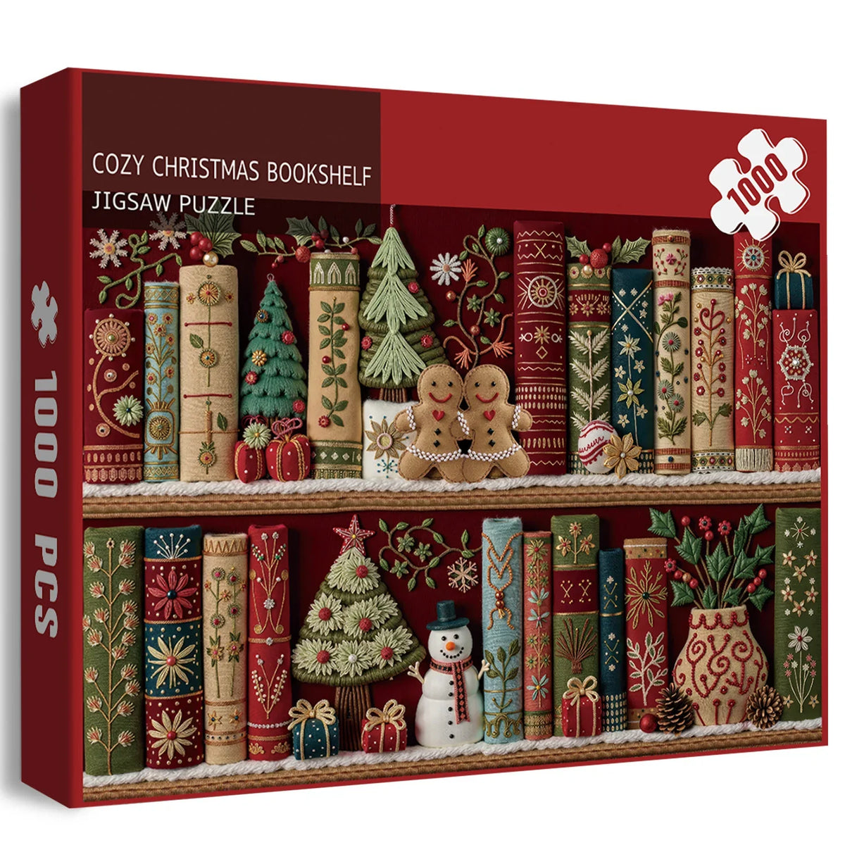 Cozy Christmas Bookshelf Jigsaw Puzzle 1000 Pieces