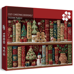 Cozy Christmas Bookshelf Jigsaw Puzzle 1000 Pieces