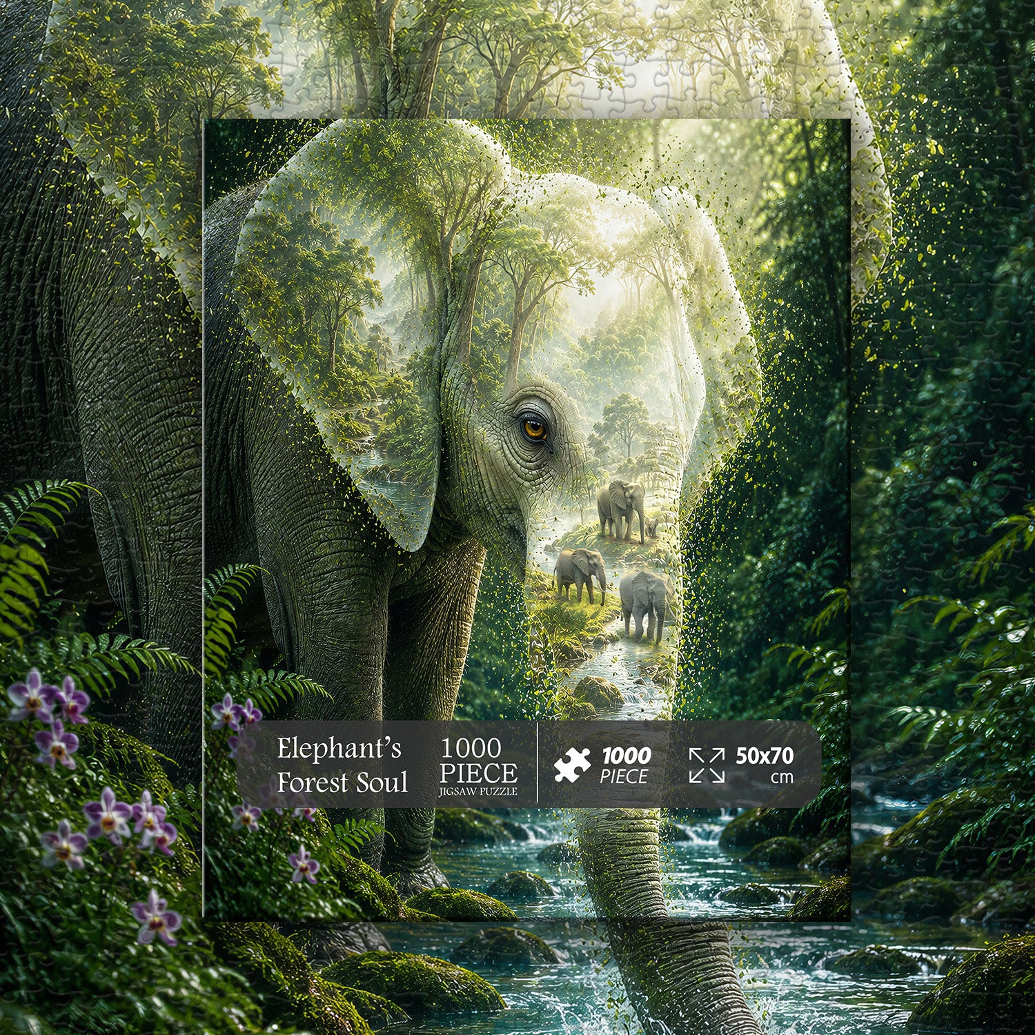 Puzzle dell'anima della foresta dell'elefante, 1000 pezzi