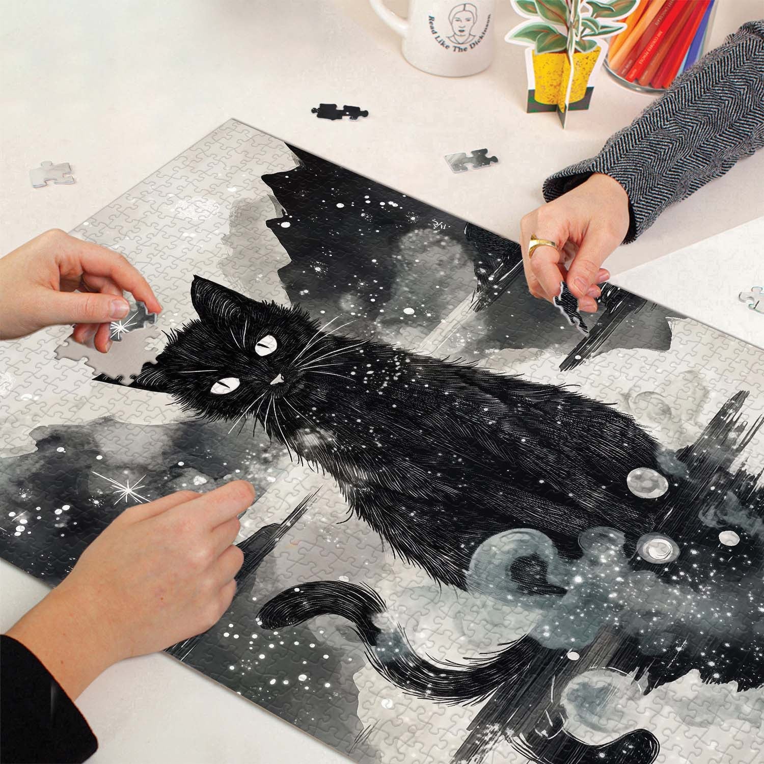 Ink Cat Gaze Jigsaw Puzzle 1000 Pieces