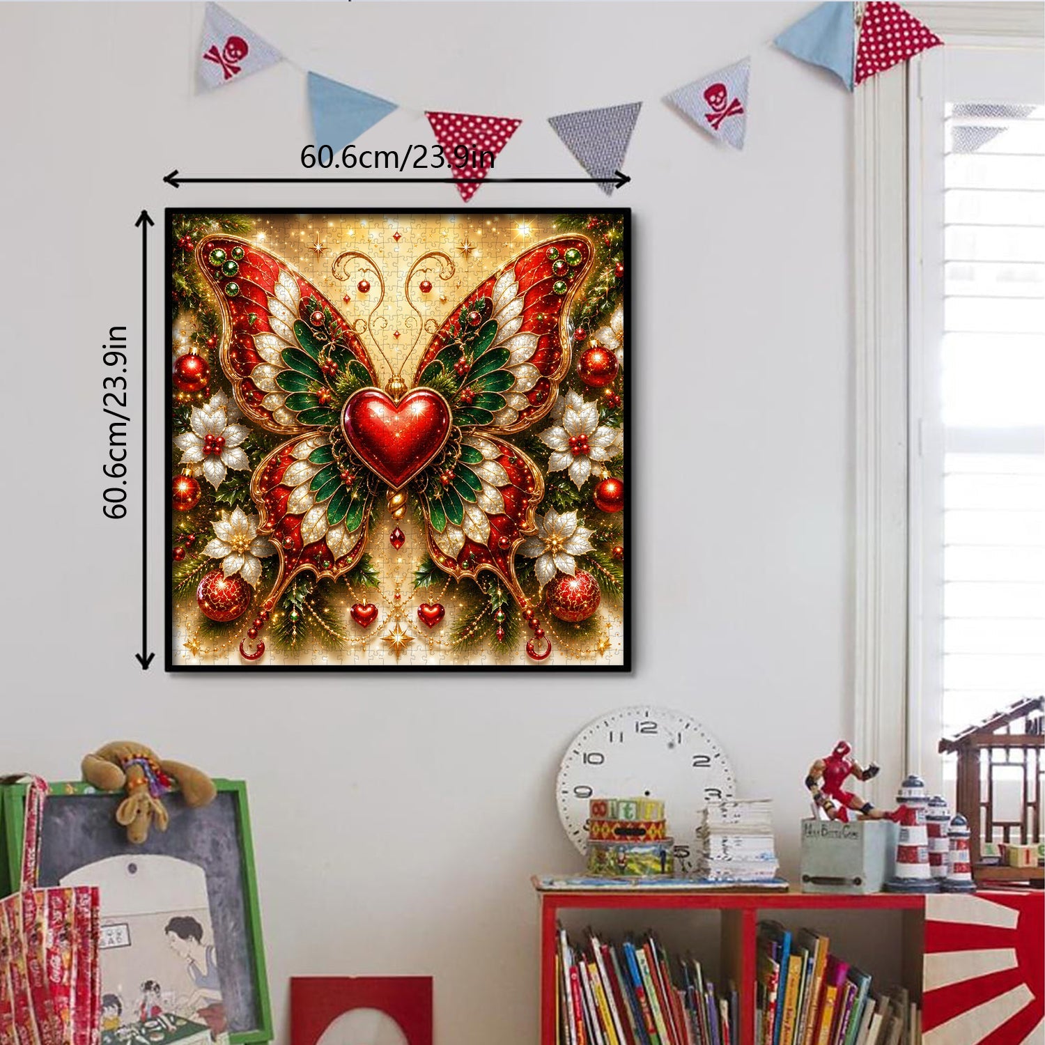 Puzzle natalizio a forma di cuore con farfalla, 1000 pezzi