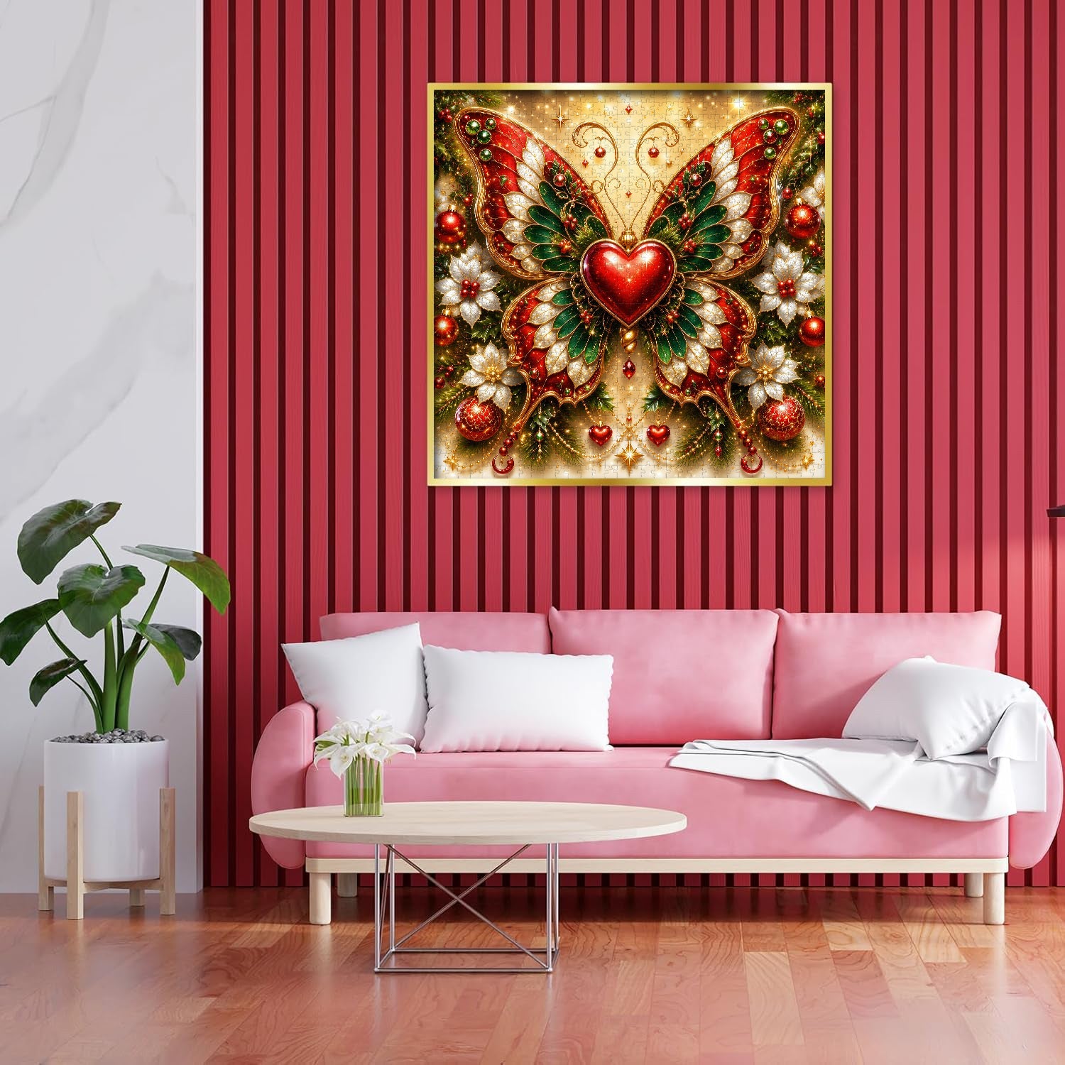 Puzzle natalizio a forma di cuore con farfalla, 1000 pezzi