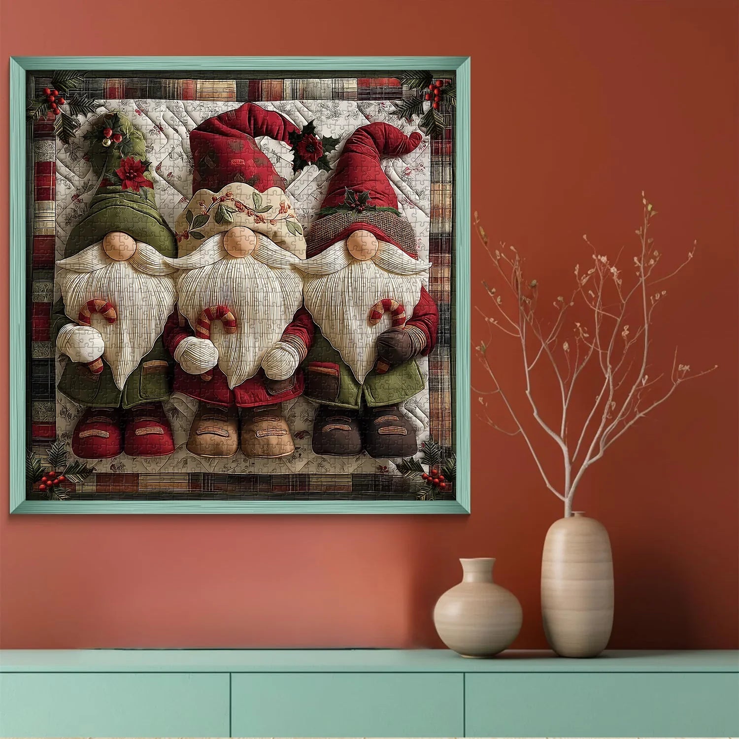 Fabric Christmas Gnome Jigsaw Puzzle 1000 Pieces