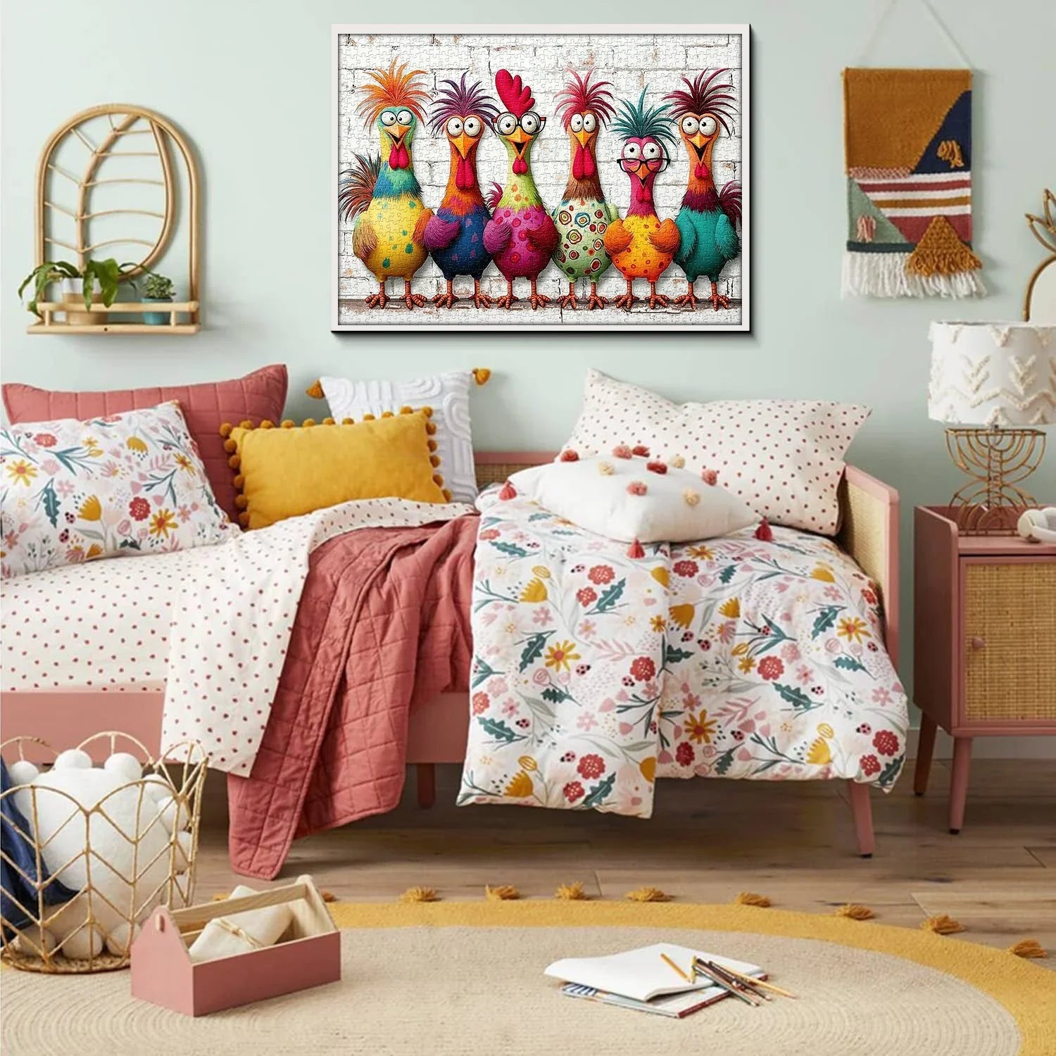 Puzzle con polli colorati pazzi, 1000 pezzi