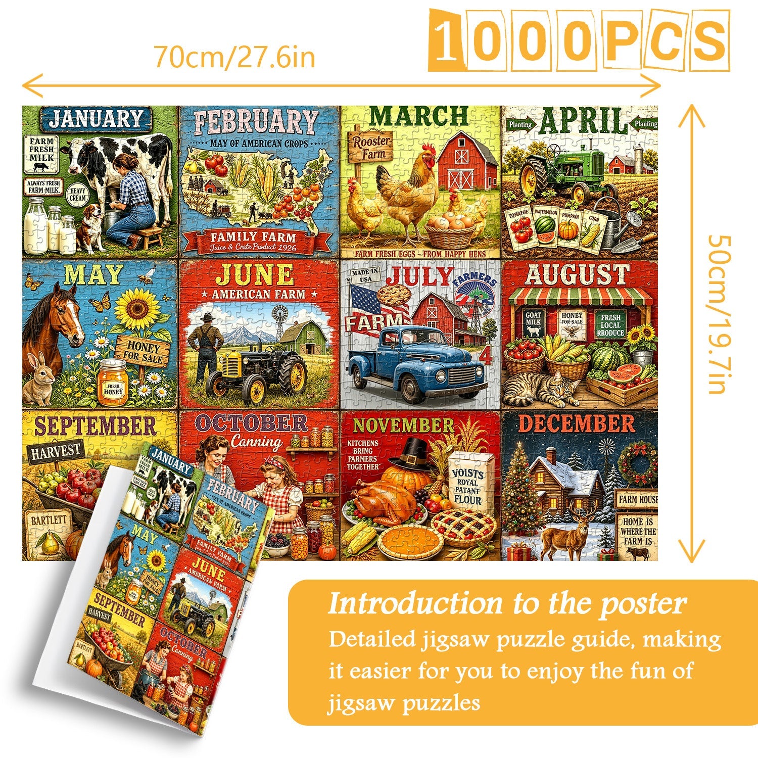 Twelve Farm Months Jigsaw Puzzle 1000 Pieces