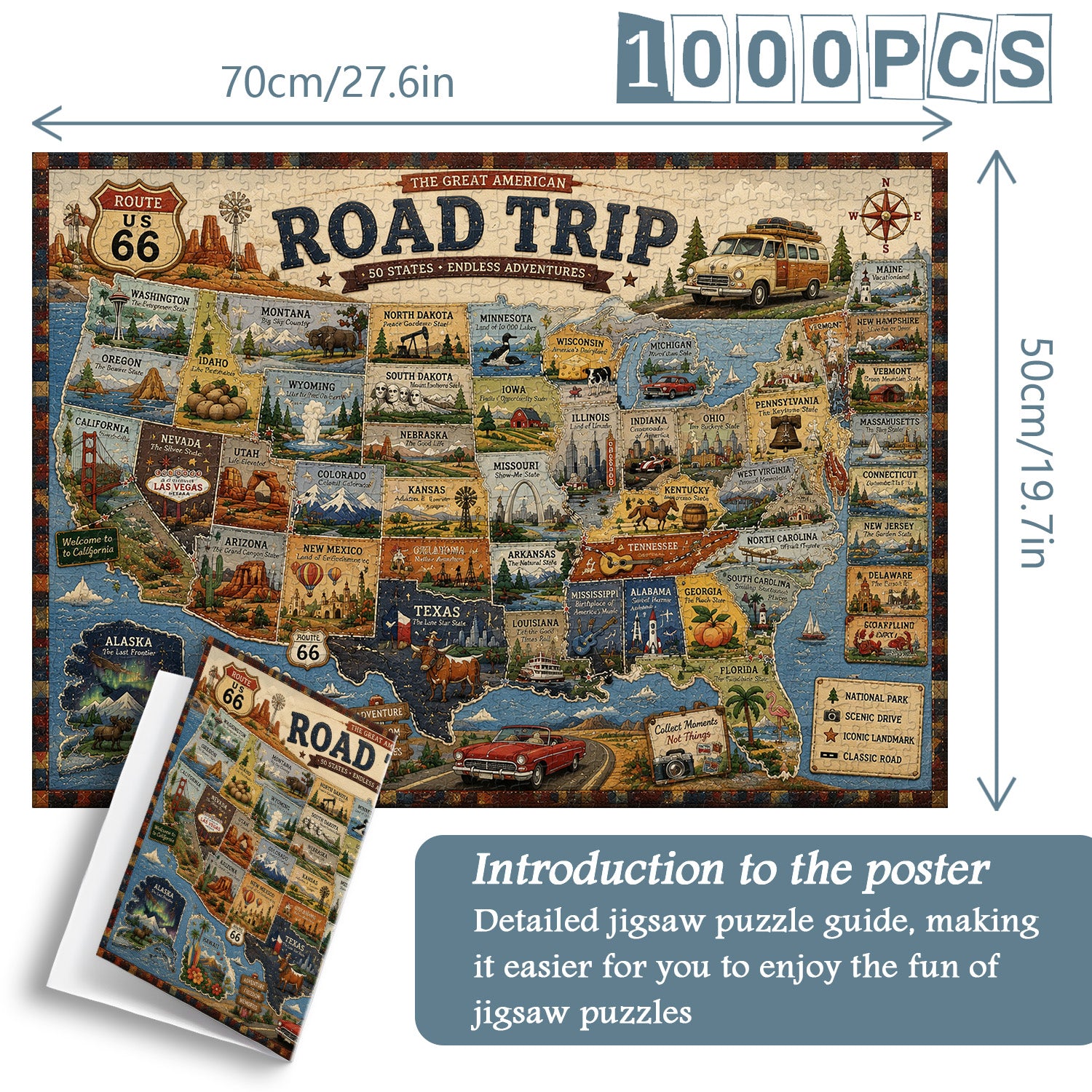 Puzzle di viaggio su strada americano da 1000 pezzi