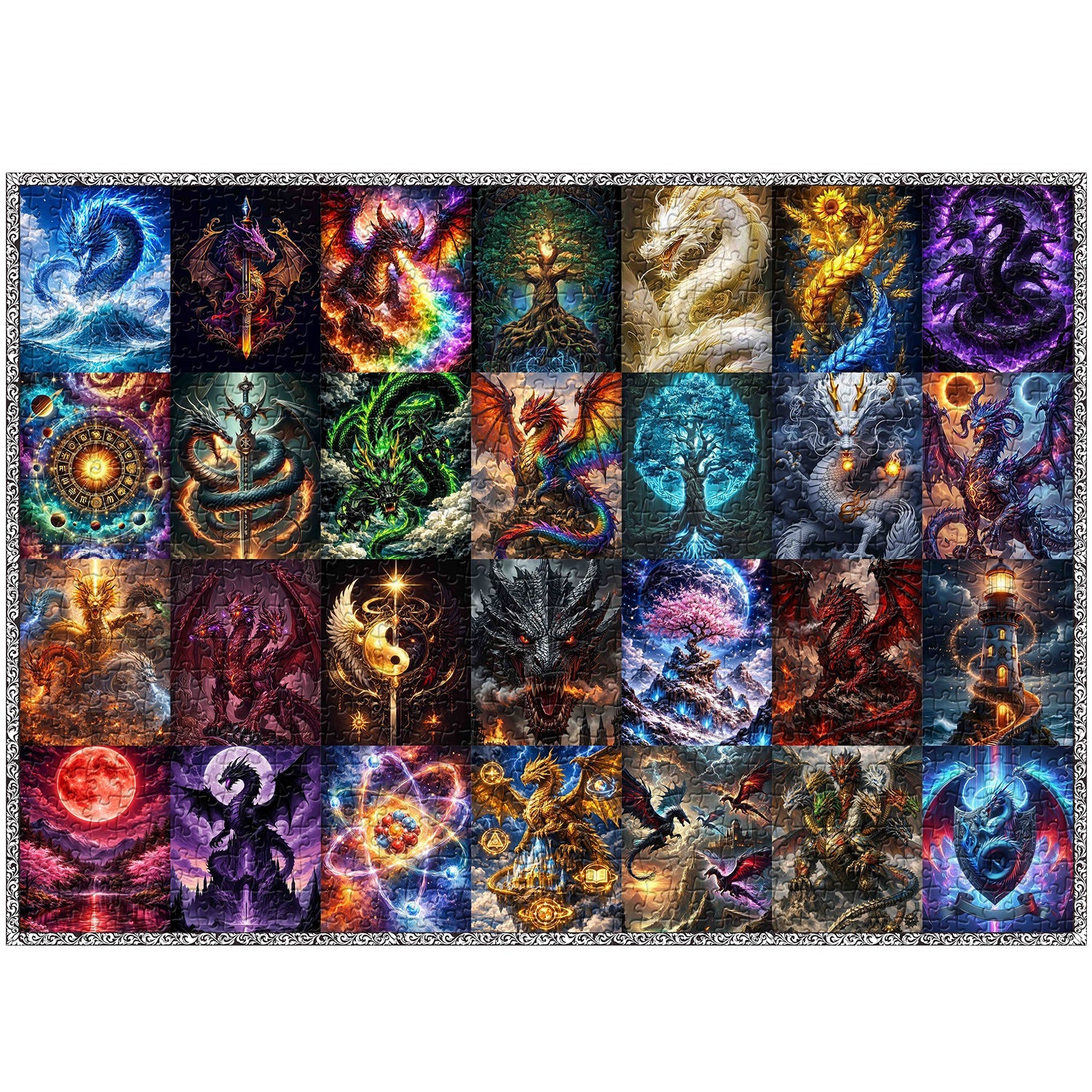 Elemental Dragon Collage Jigsaw Puzzle 1000 Pieces