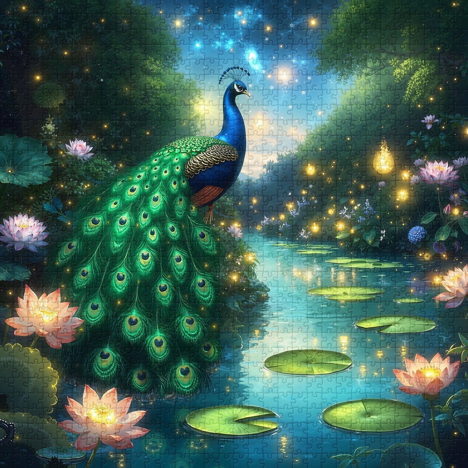 Peacock Oasis Paradise Jigsaw Puzzle 1000 Pieces