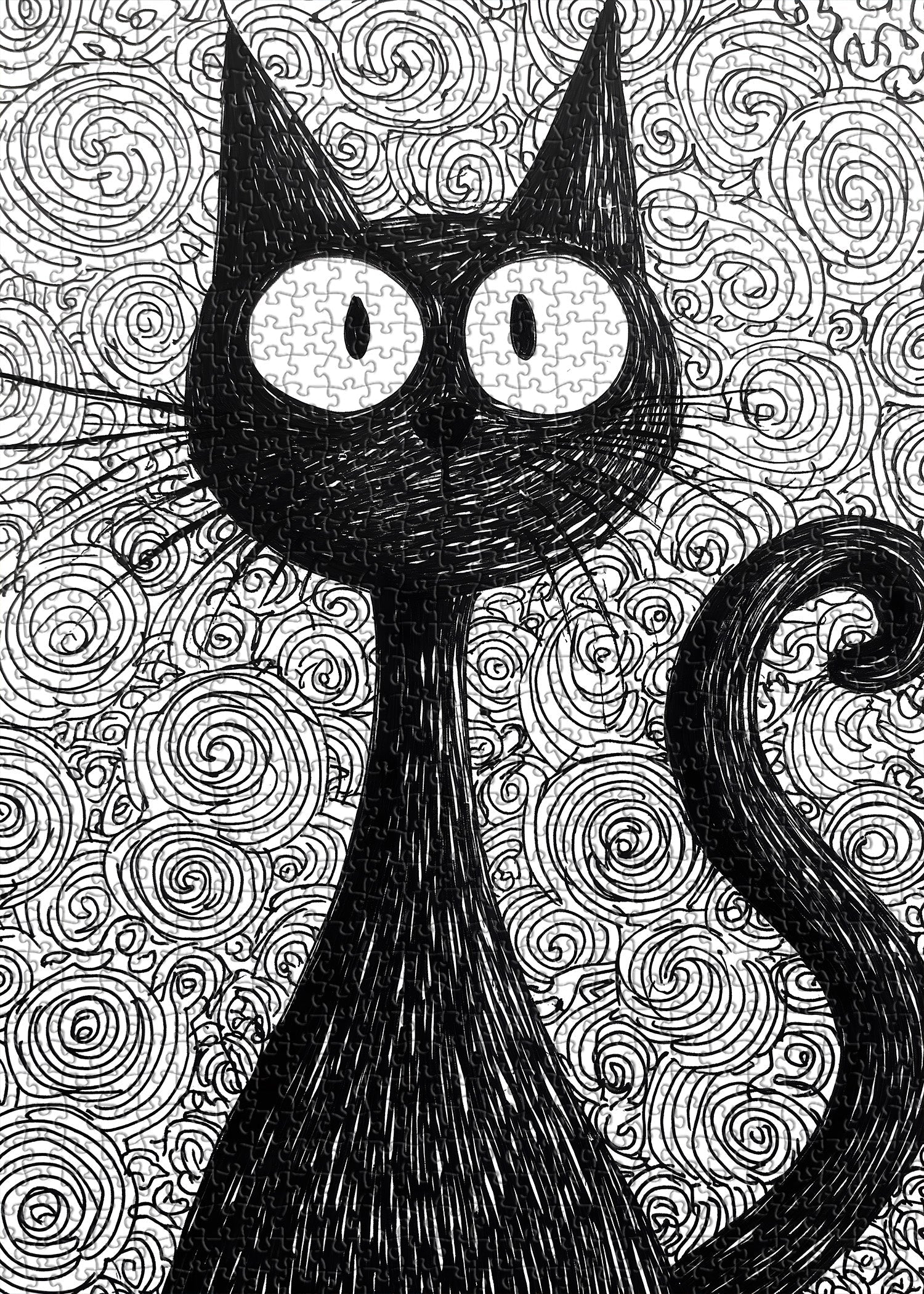 Whimsical Ink Cat Jigsaw Puzzle 1000 Pieces