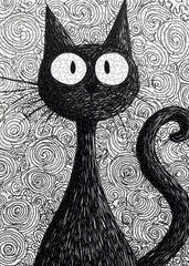 Whimsical Ink Cat Jigsaw Puzzle 1000 Pieces