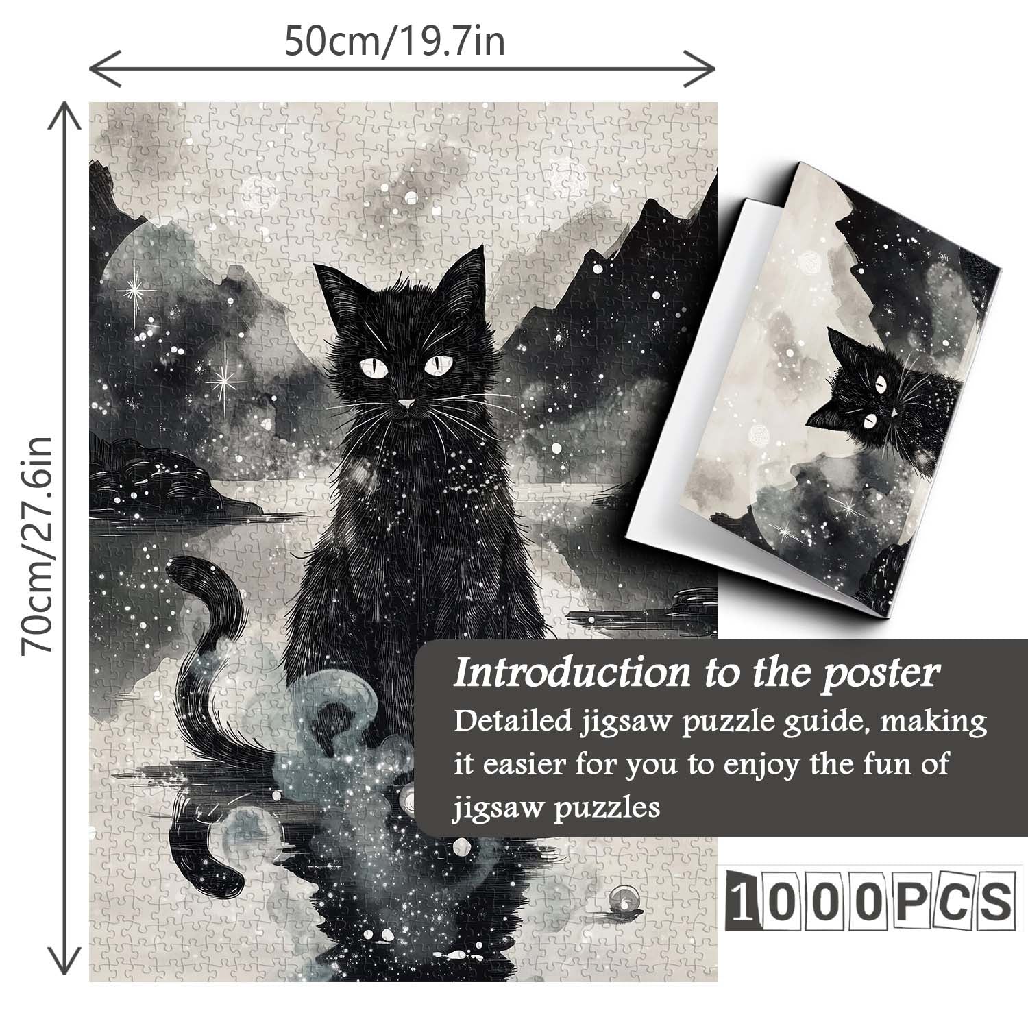 Ink Cat Gaze Jigsaw Puzzle 1000 Pieces