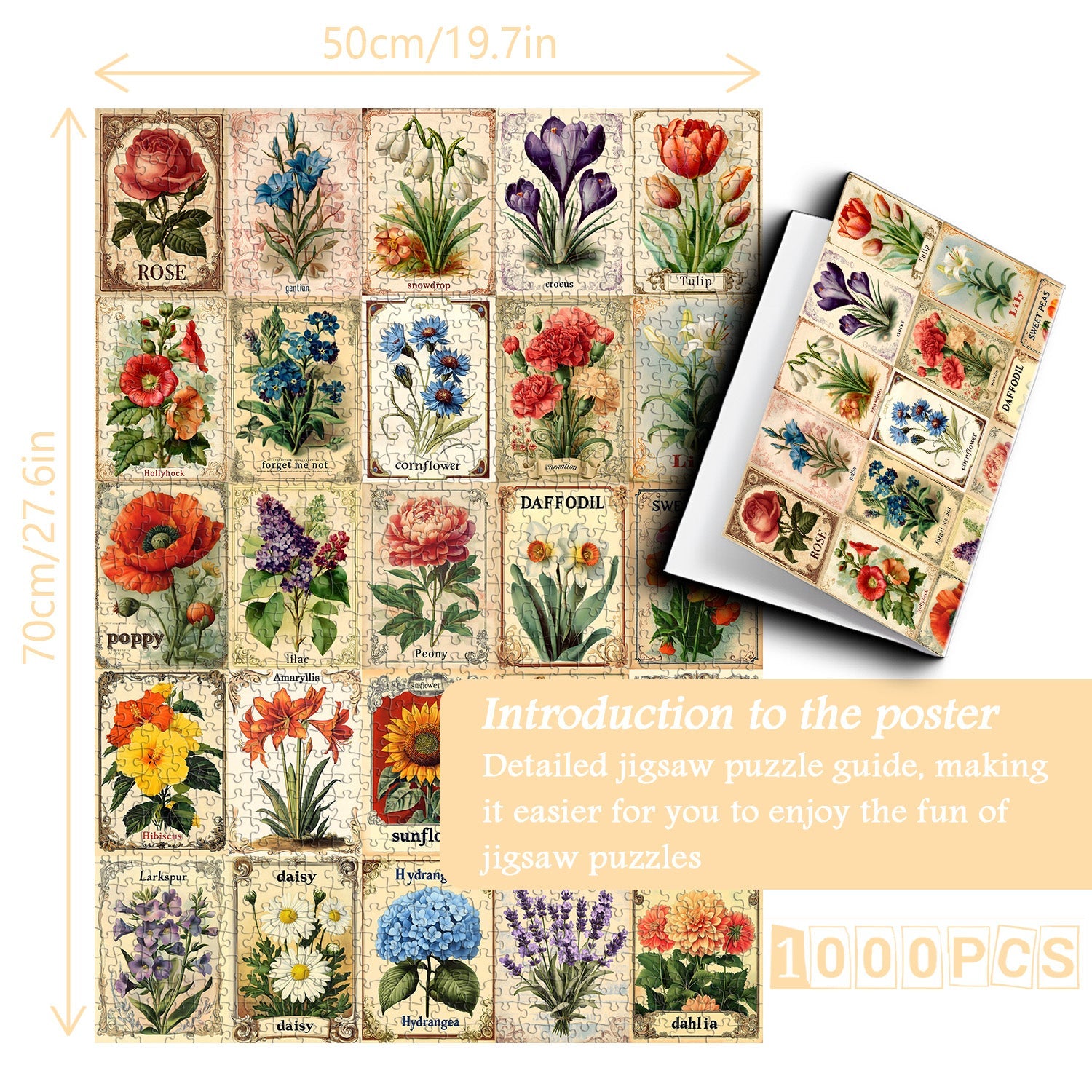 Vintage Floral Medley Jigsaw Puzzle 1000 Pieces