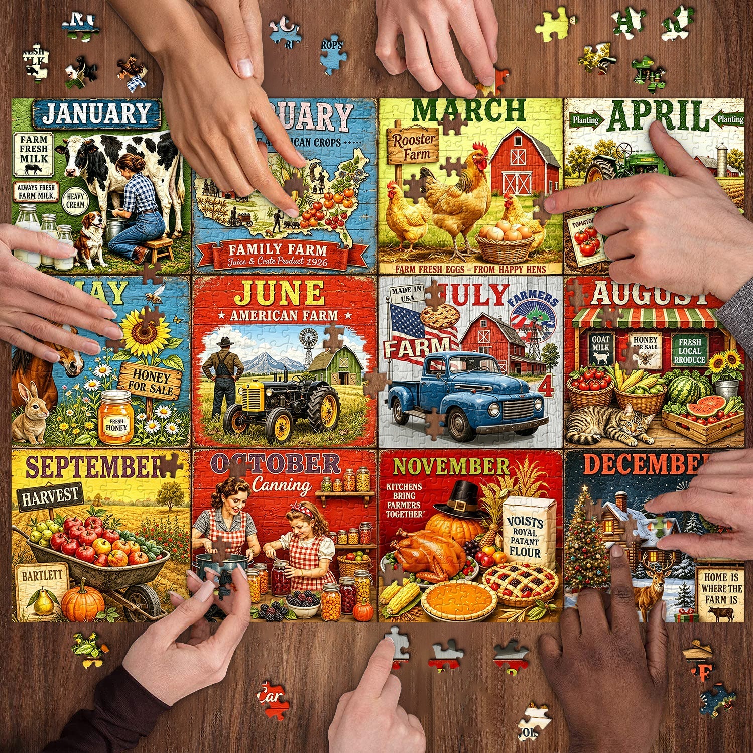 Twelve Farm Months Jigsaw Puzzle 1000 Pieces