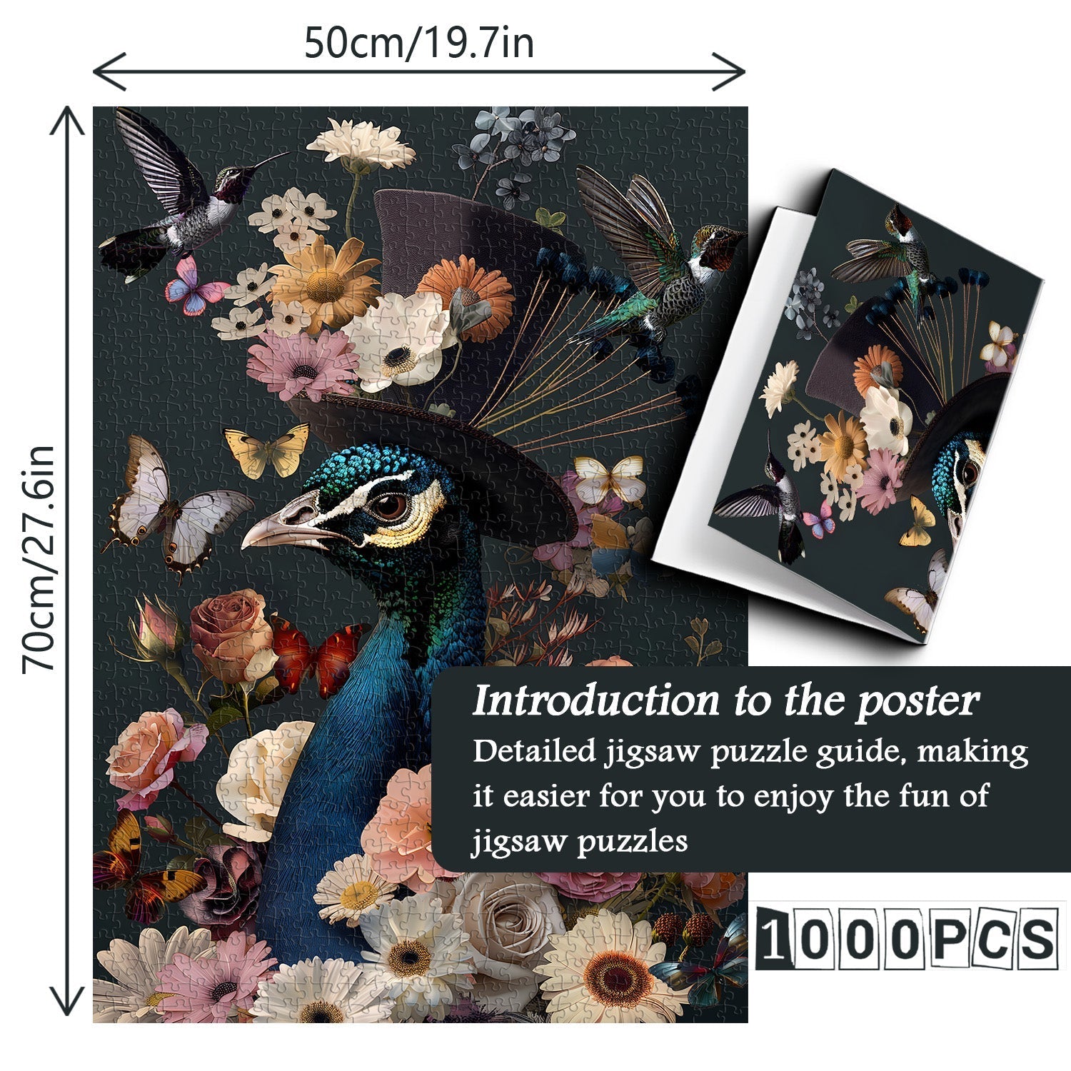 Puzzle floral de paon de paon 1000 pièces