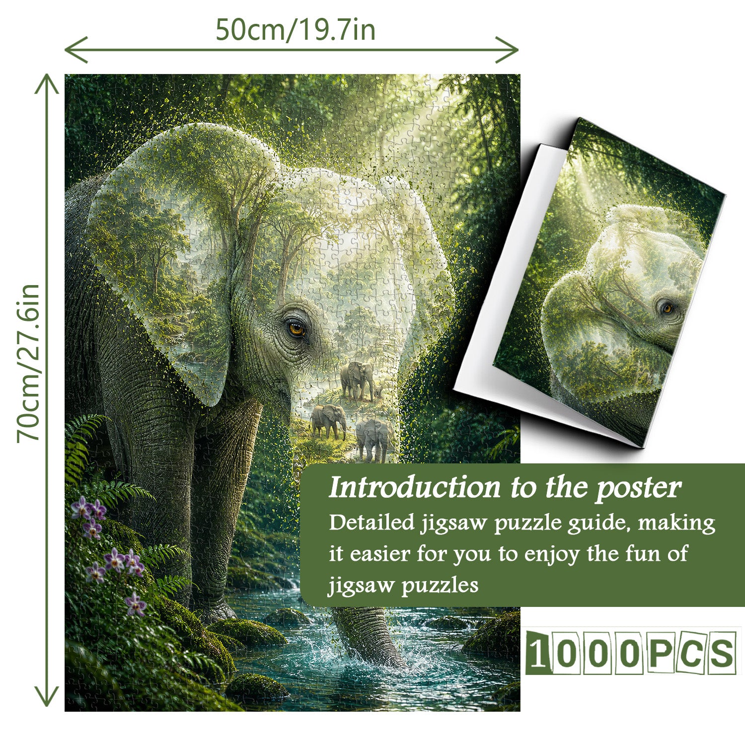 Puzzle dell'anima della foresta dell'elefante, 1000 pezzi