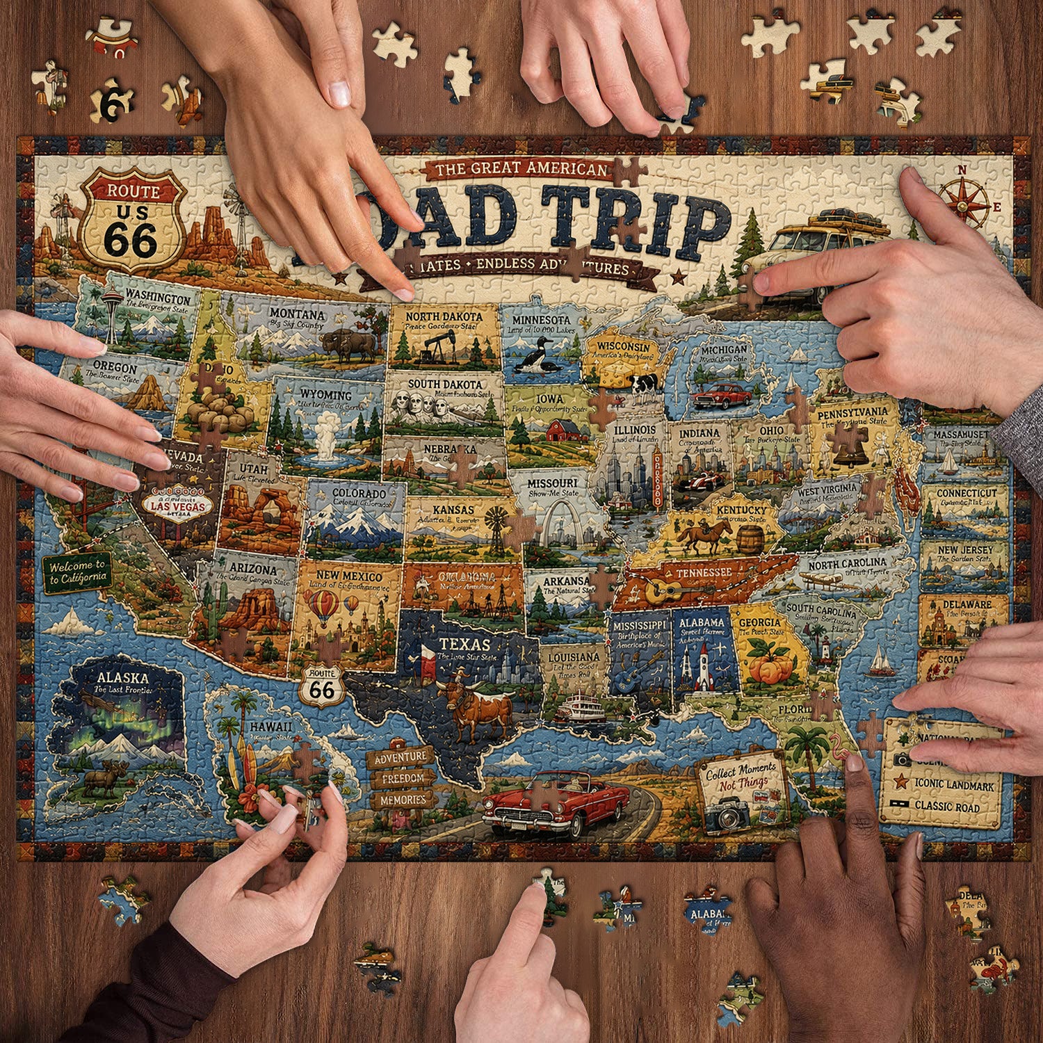 Puzzle di viaggio su strada americano da 1000 pezzi