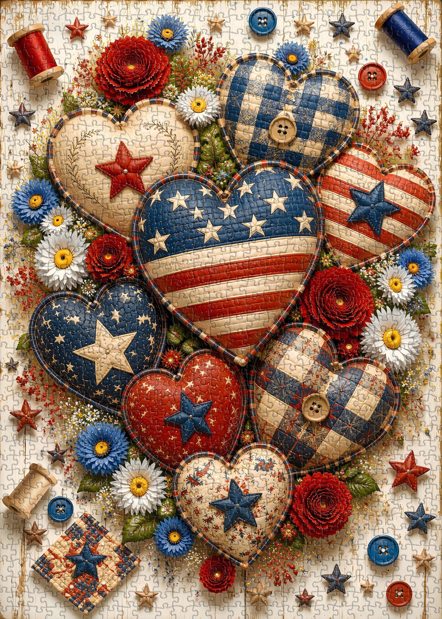 Patriotic Hearts Jigsaw Puzzle 1000 Pieces