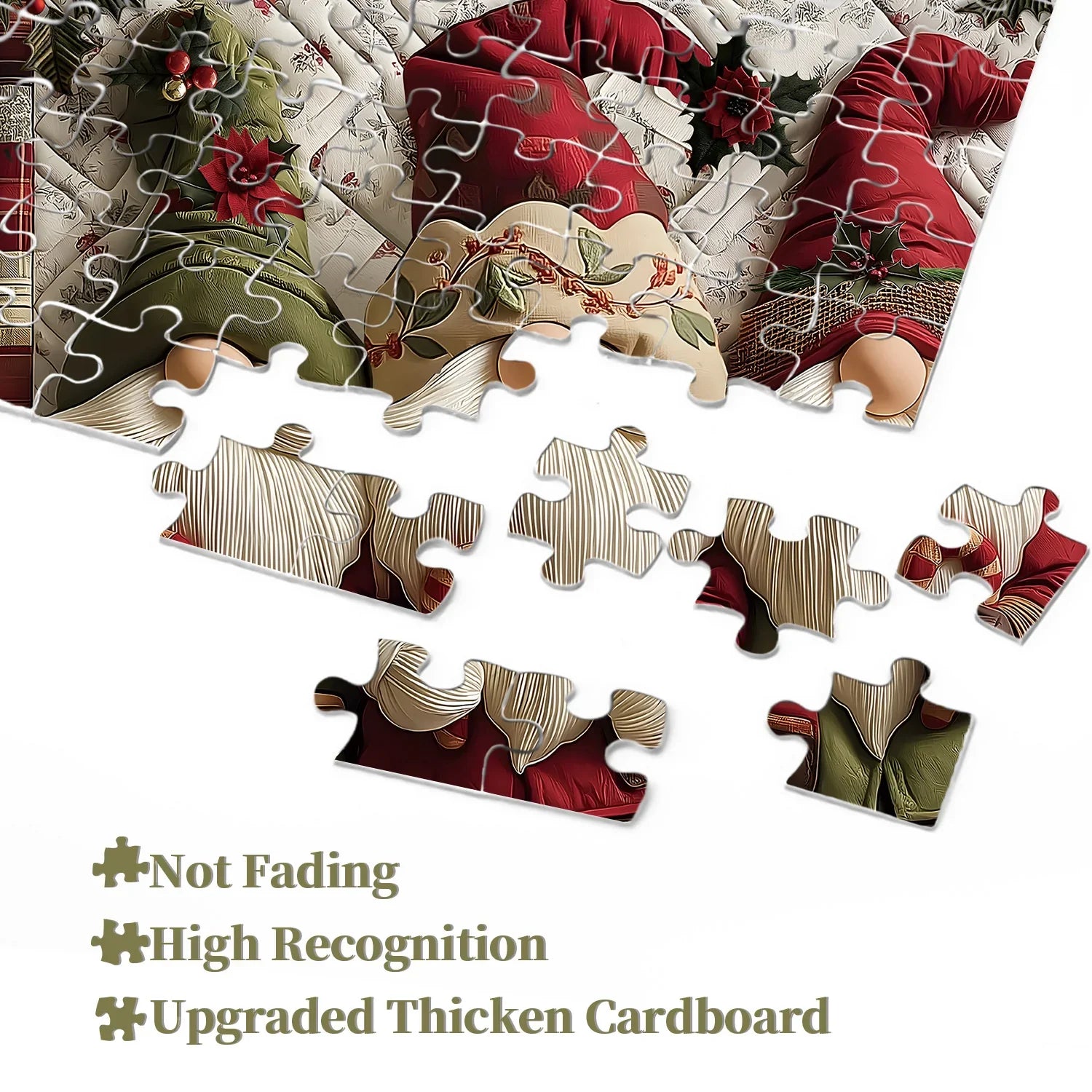 Fabric Christmas Gnome Jigsaw Puzzle 1000 Pieces
