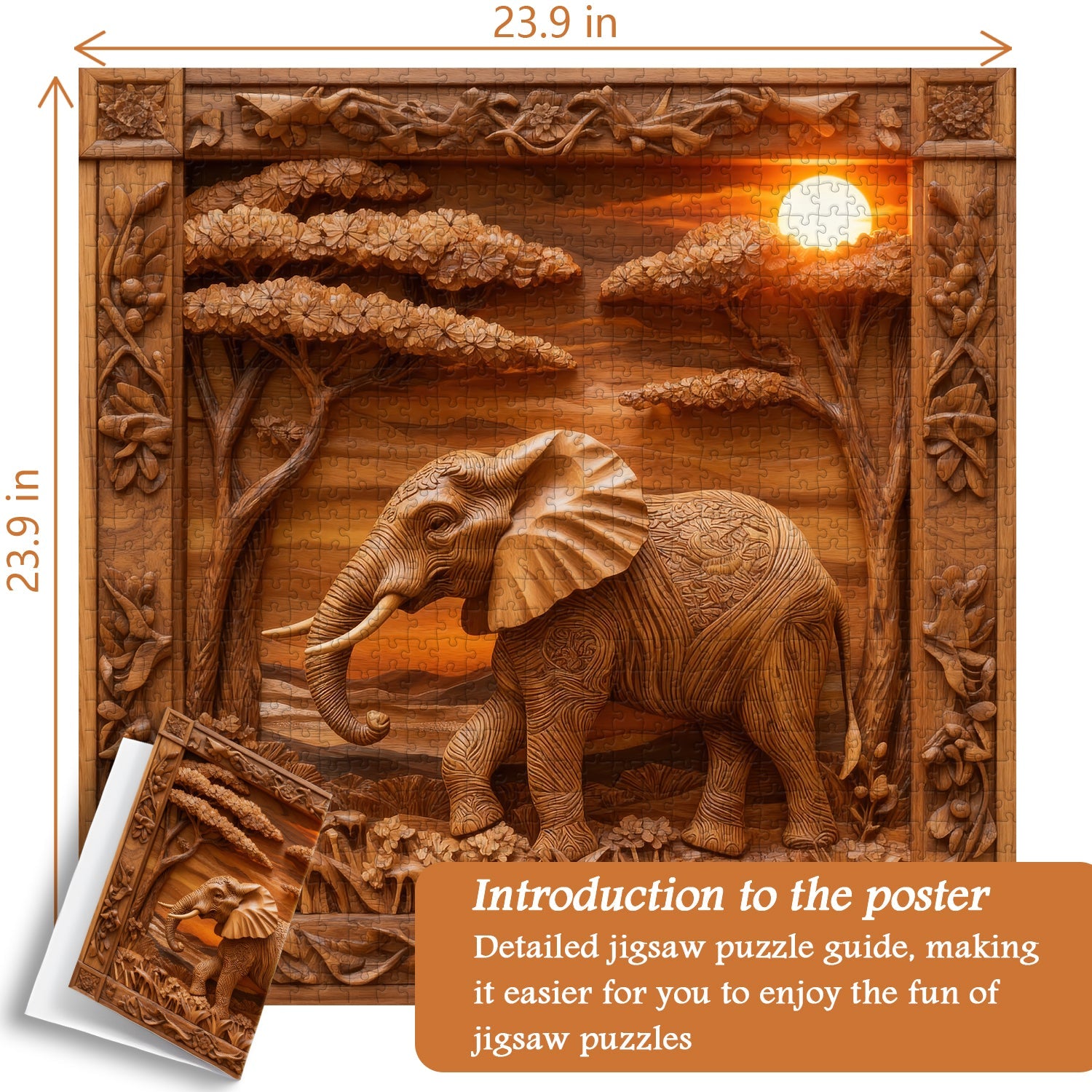 Wooden Elephant Sculpture Jigsaw Puzzle 1000 Pieces