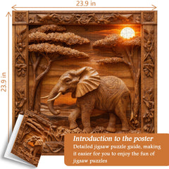 Wooden Elephant Sculpture Jigsaw Puzzle 1000 Pieces