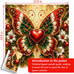 Puzzle natalizio a forma di cuore con farfalla, 1000 pezzi