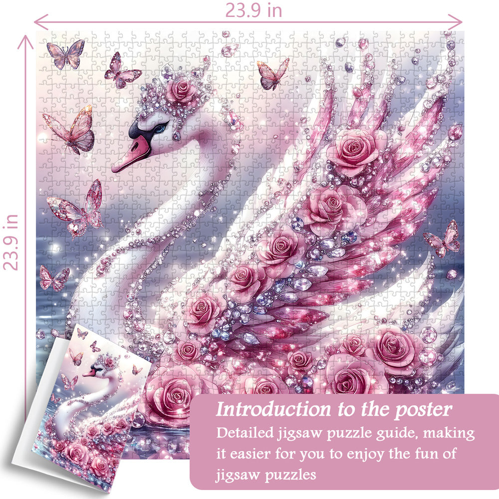 Puzzle Diamant Rose Cygne 1000 pièces