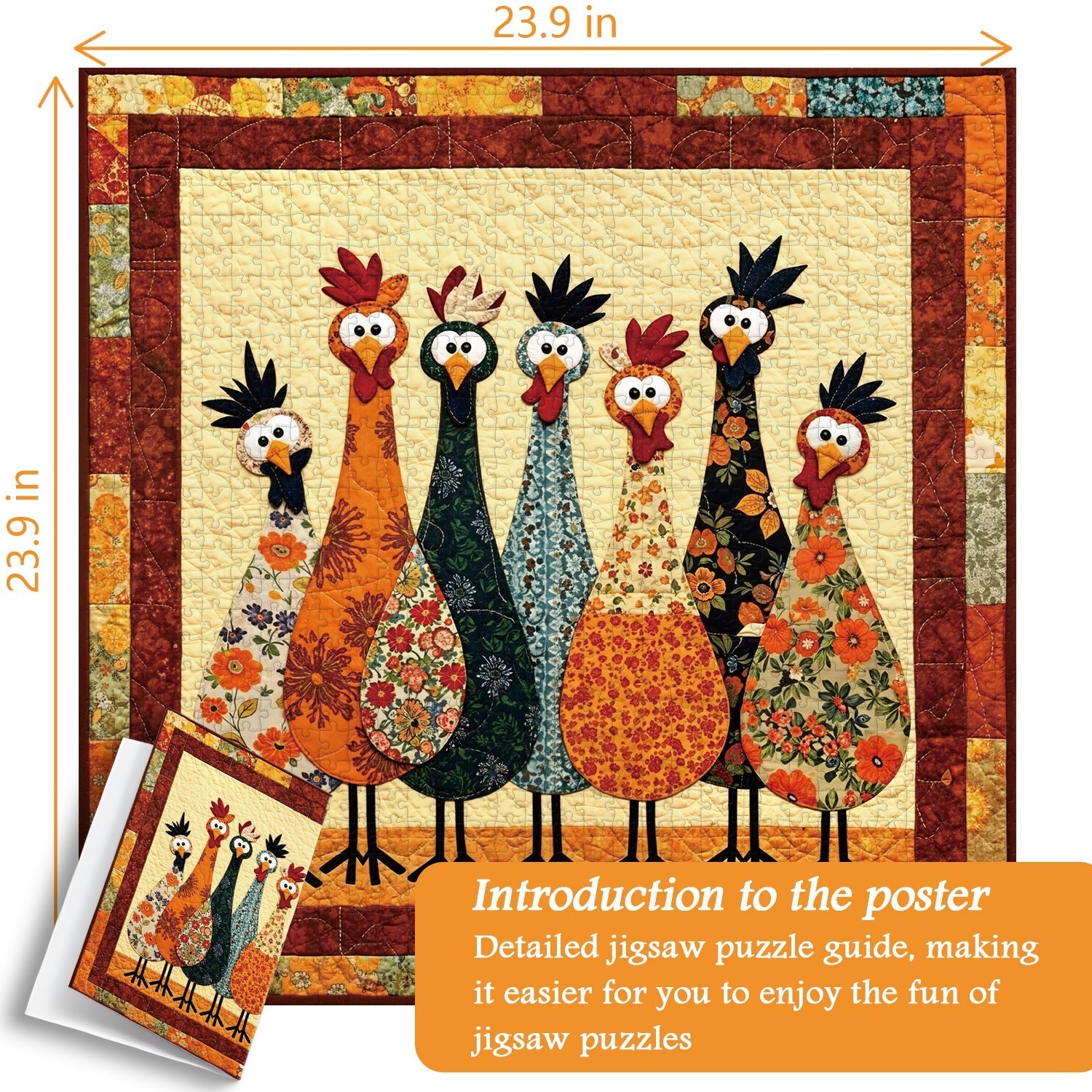 Fabric Chickens Jigsaw Puzzle 1000 Pieces