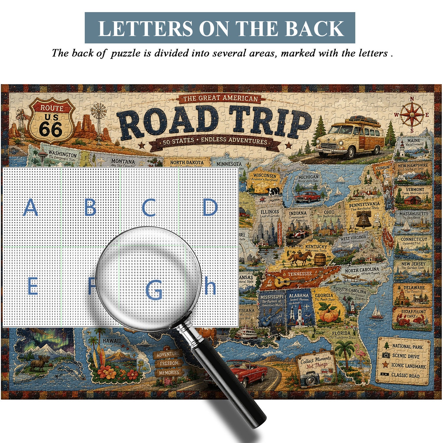 Puzzle di viaggio su strada americano da 1000 pezzi