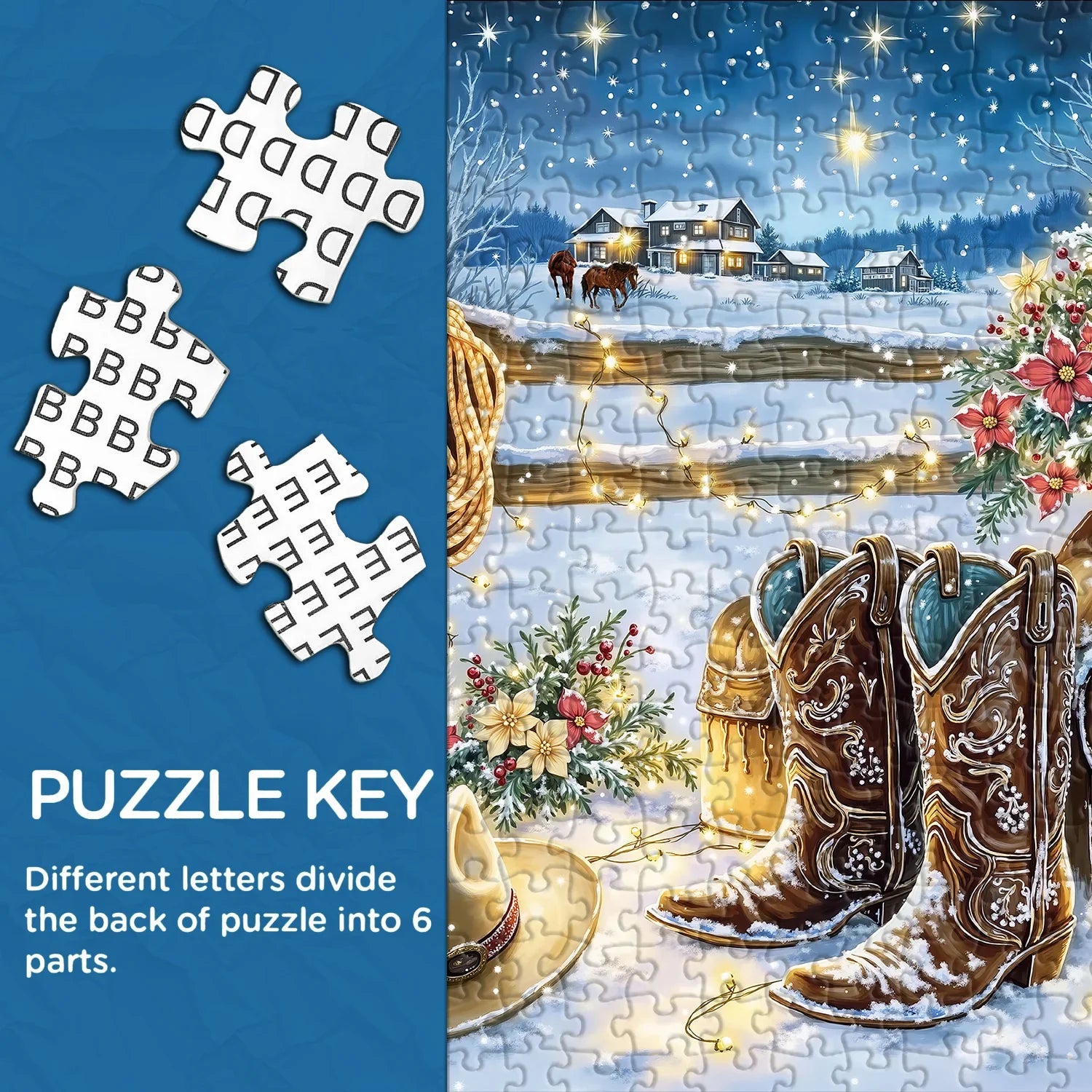 Snowy Night Ranch Jigsaw Puzzle 1000 Pieces