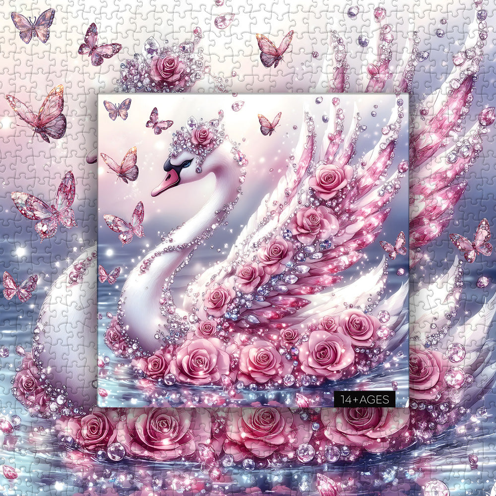 Puzzle Diamant Rose Cygne 1000 pièces