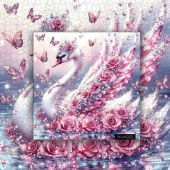 Puzzle Diamant Rose Cygne 1000 pièces
