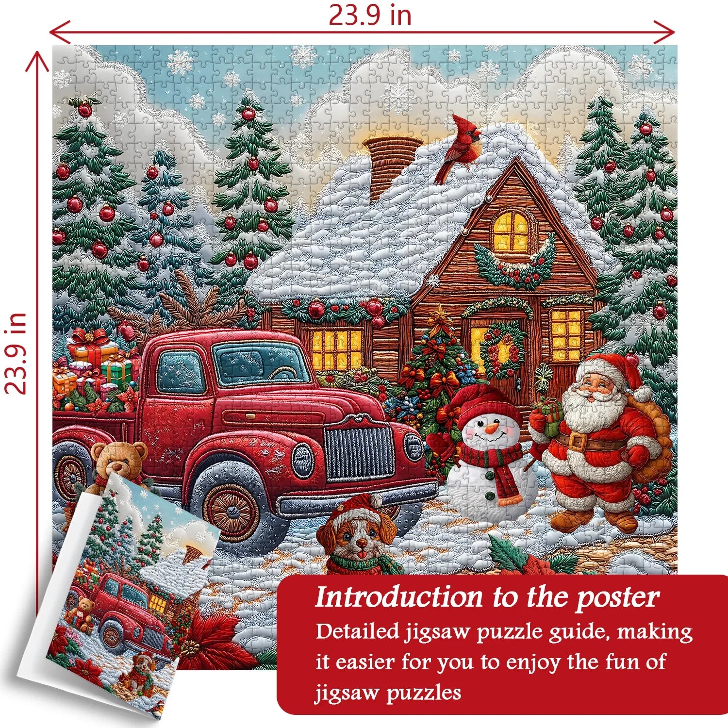 Red Truck Christmas Cottage Jigsaw Puzzle 1000 Pieces