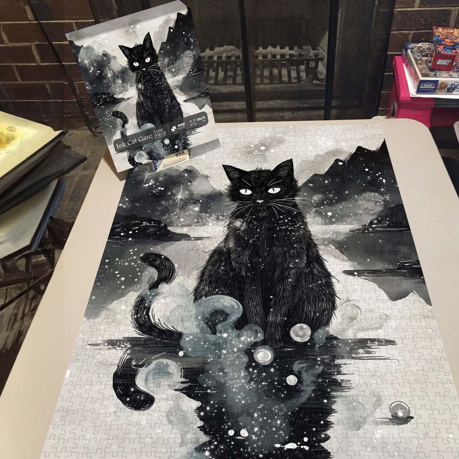 Ink Cat Gaze Jigsaw Puzzle 1000 Pieces