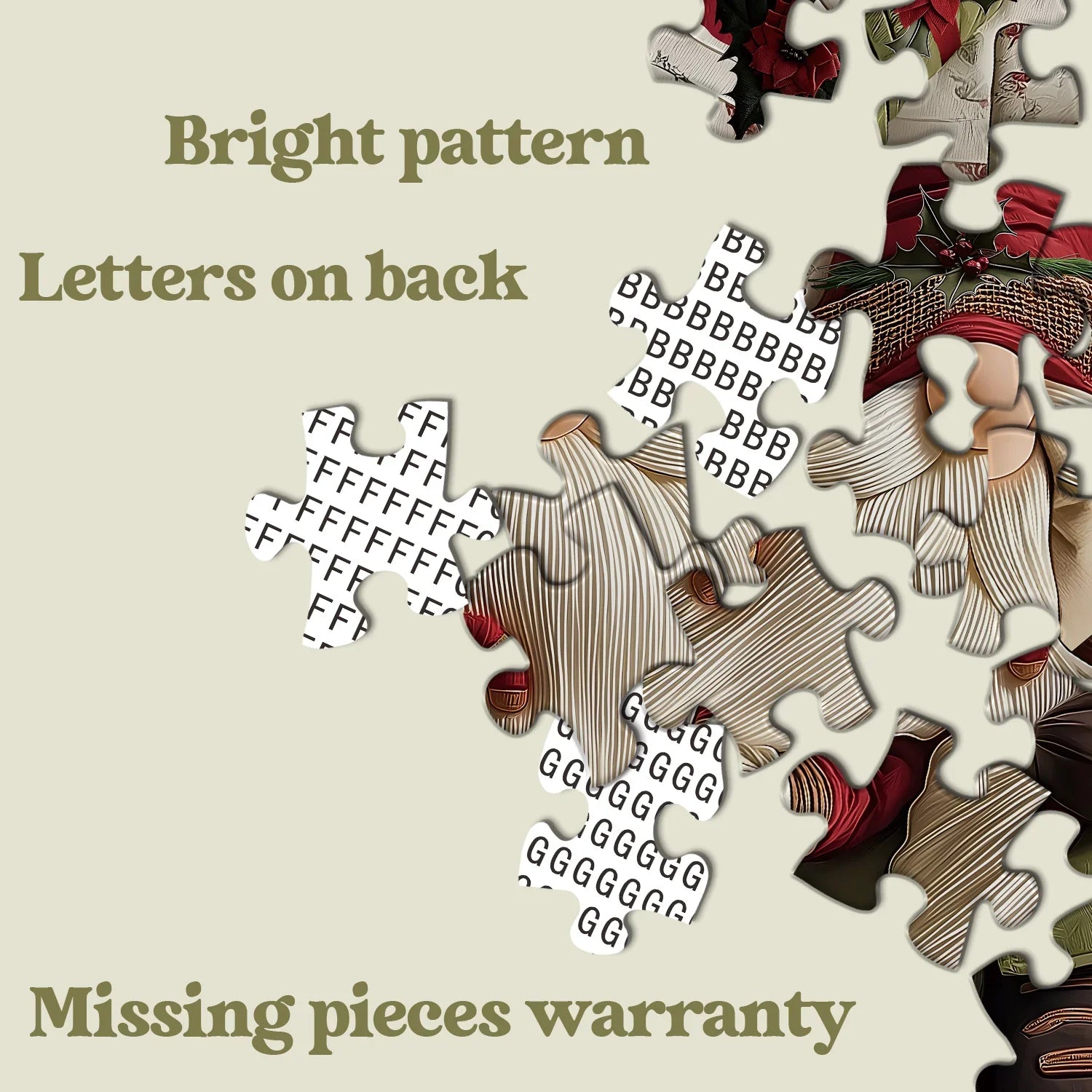 Fabric Christmas Gnome Jigsaw Puzzle 1000 Pieces