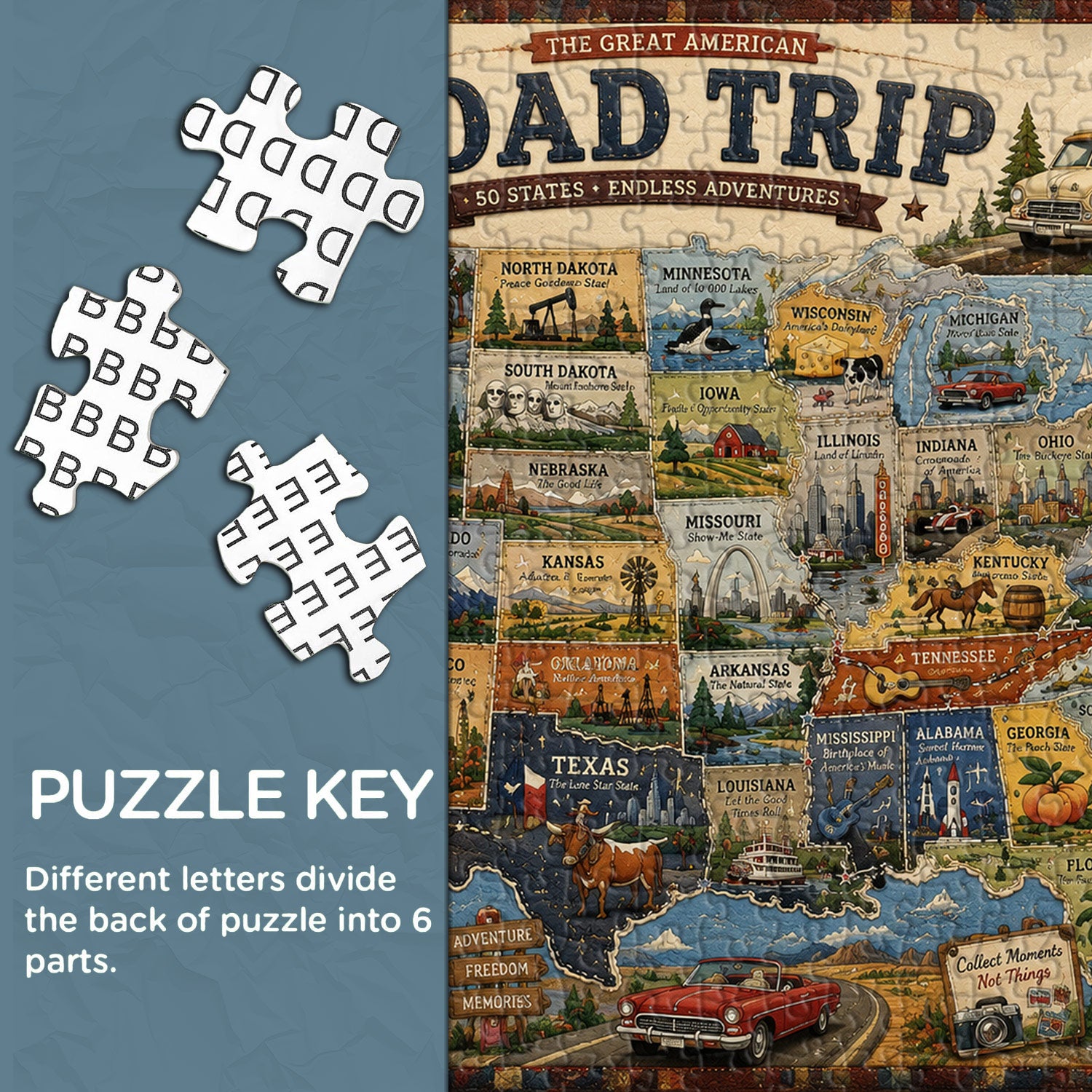 Puzzle di viaggio su strada americano da 1000 pezzi