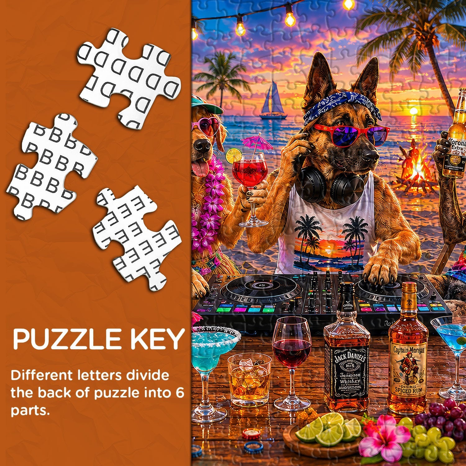 Tropische Hunde DJ Party Puzzle 1000 Teile