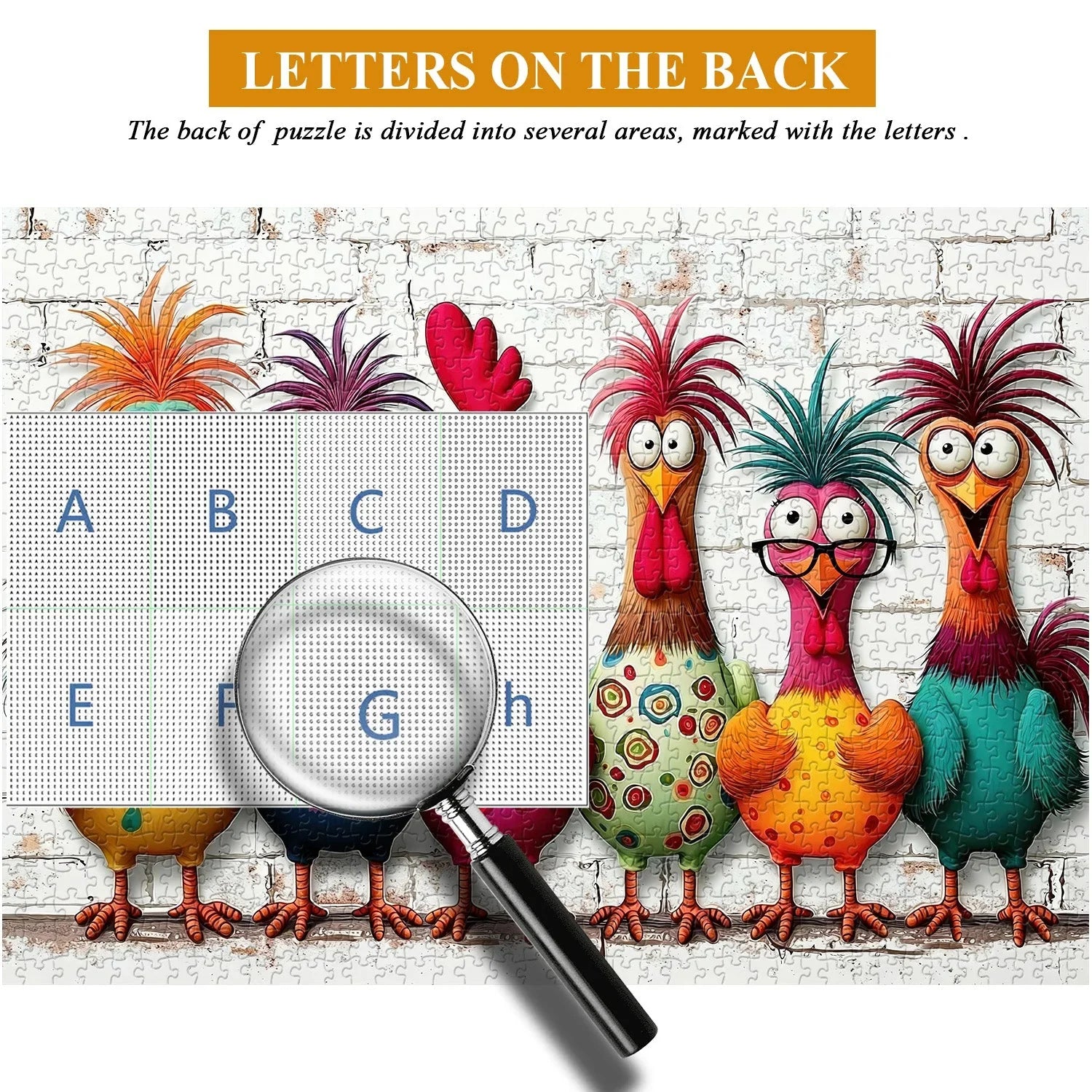 Puzzle con polli colorati pazzi, 1000 pezzi