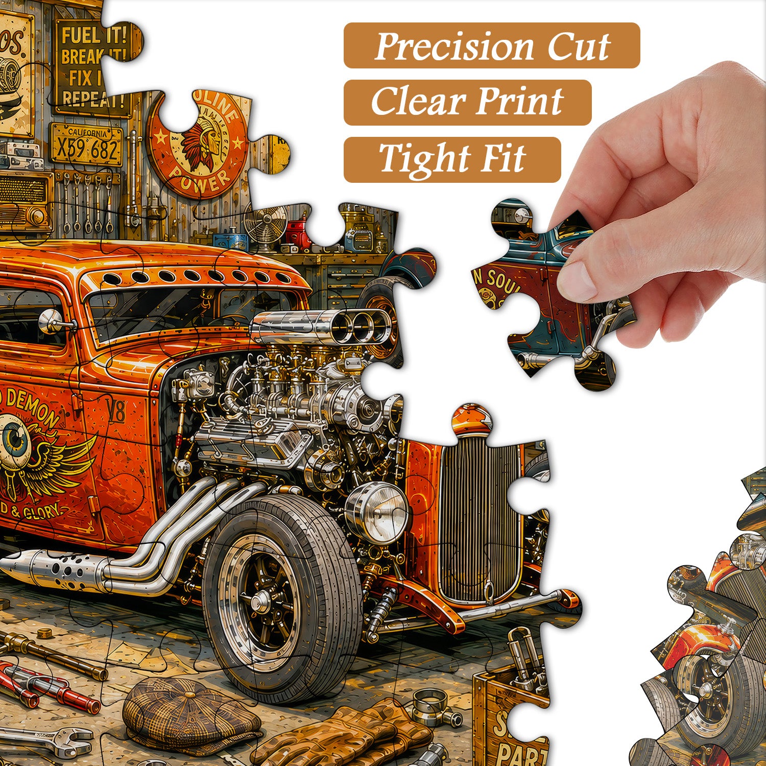 Rompecabezas Vintage Hot Rod Garage, 1000 piezas