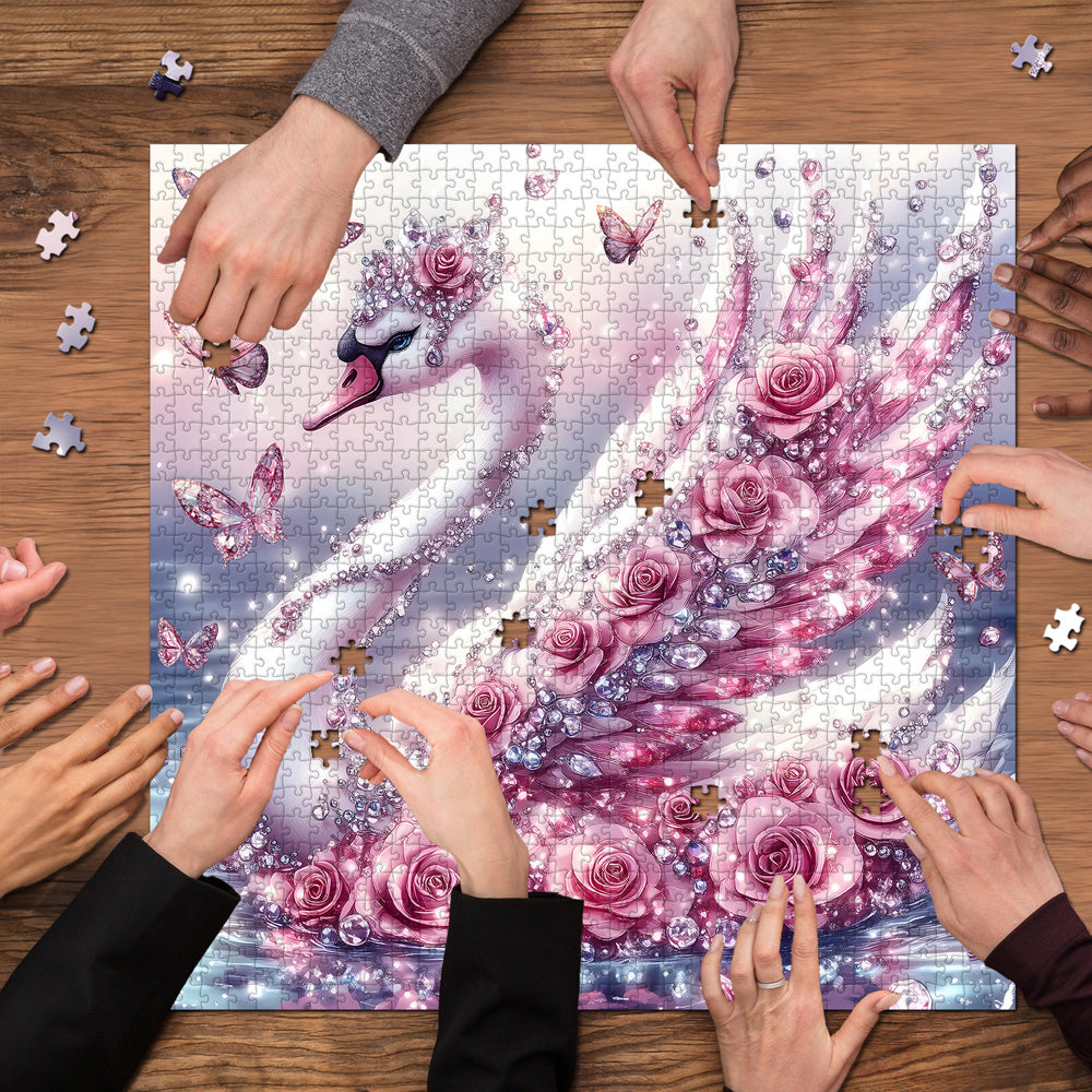 Puzzle Diamant Rose Cygne 1000 pièces