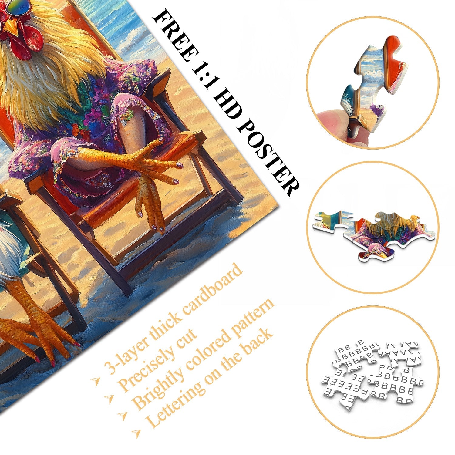 Strandhähne Puzzle 1000 Teile