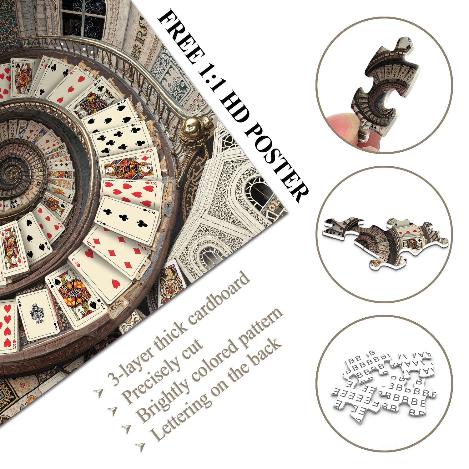 Card spiral staircase Jigsaw Puzzle 1000 Pieces