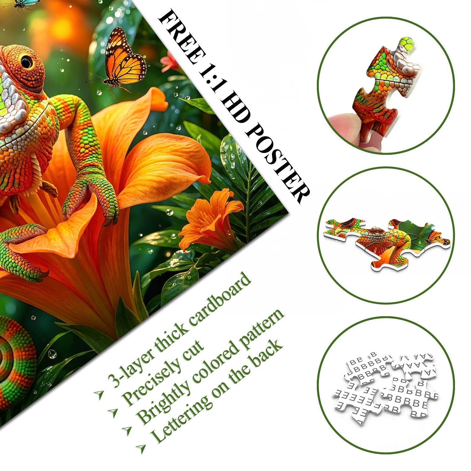 Rainforest Chameleon Jigsaw Puzzle 1000 Pieces
