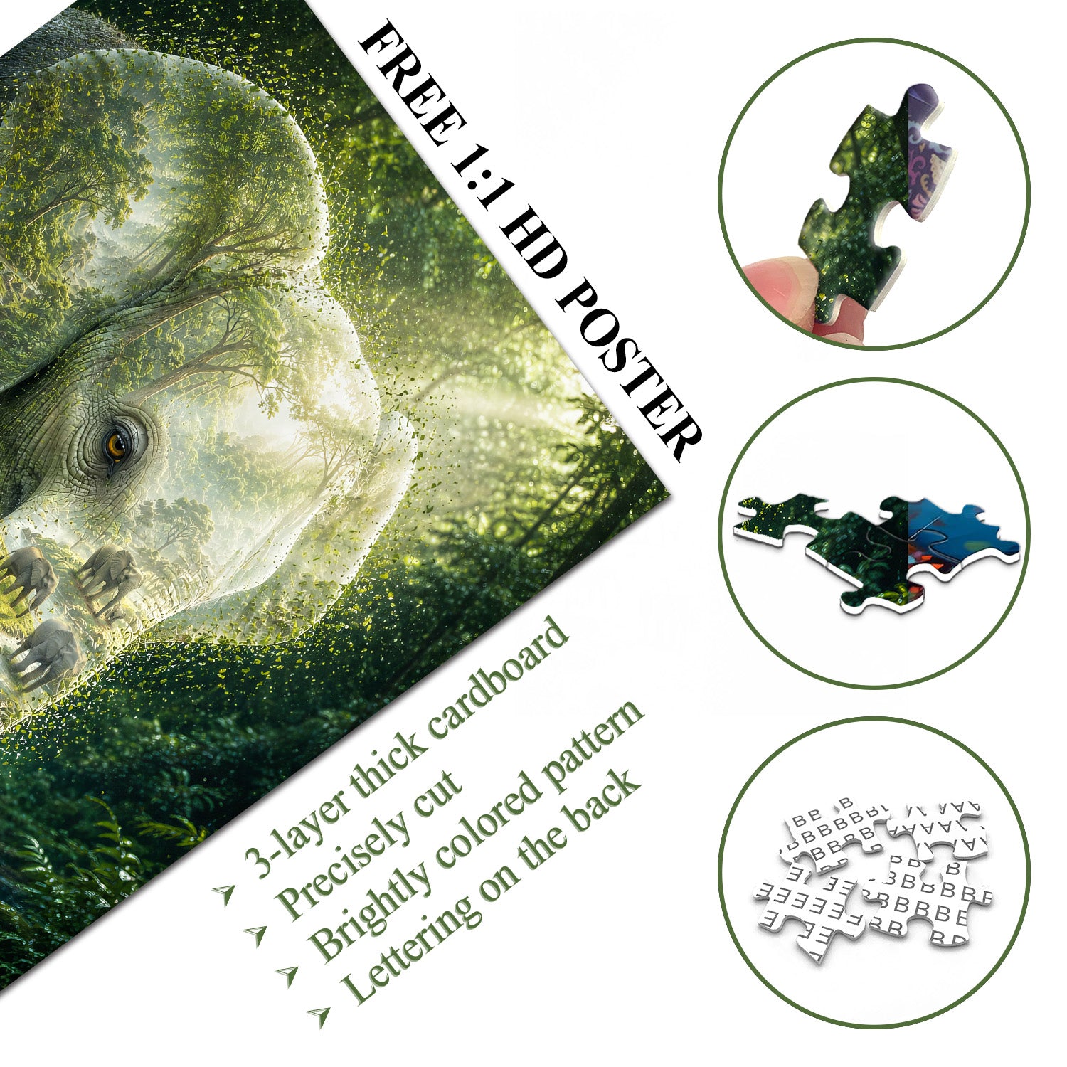 Puzzle dell'anima della foresta dell'elefante, 1000 pezzi