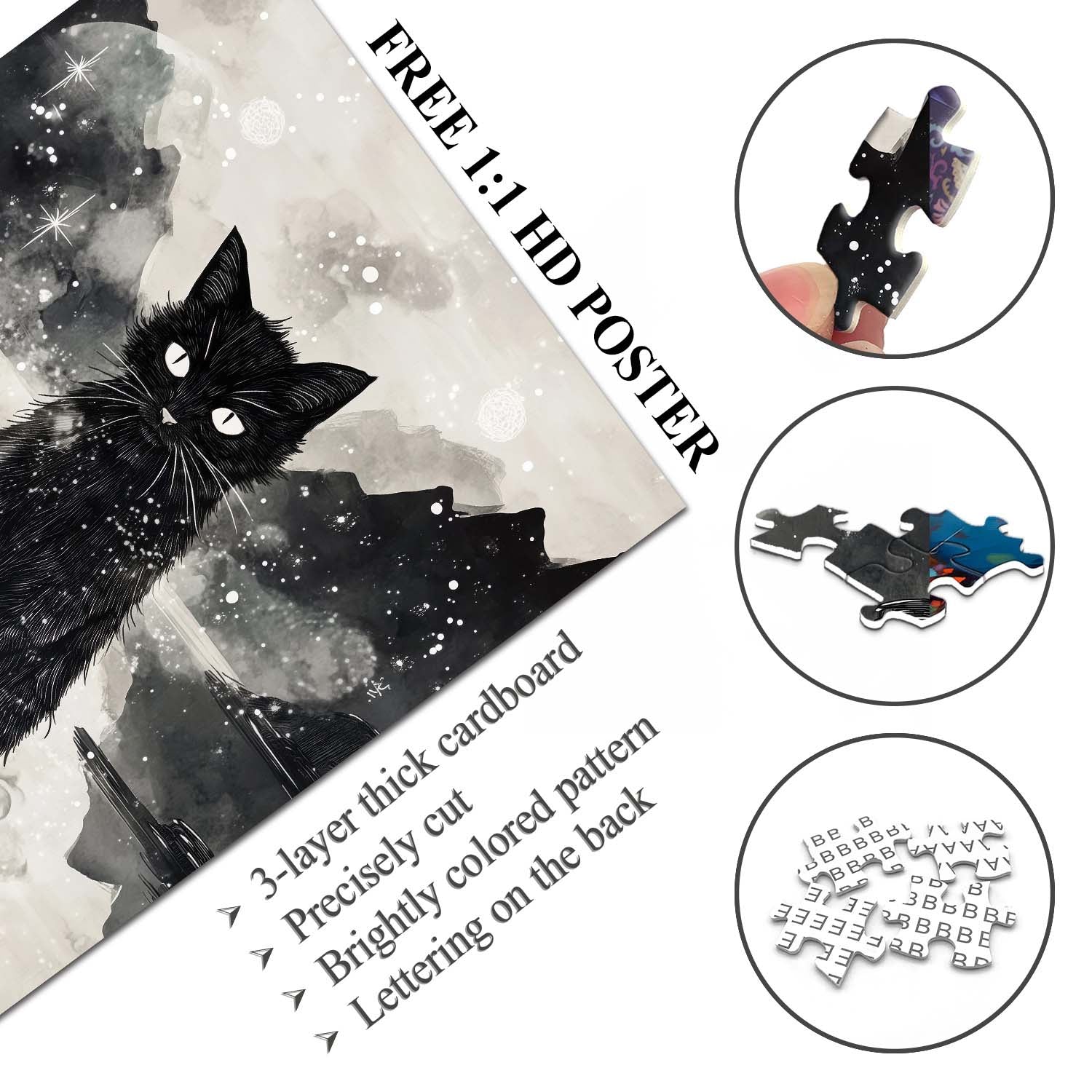 Ink Cat Gaze Jigsaw Puzzle 1000 Pieces