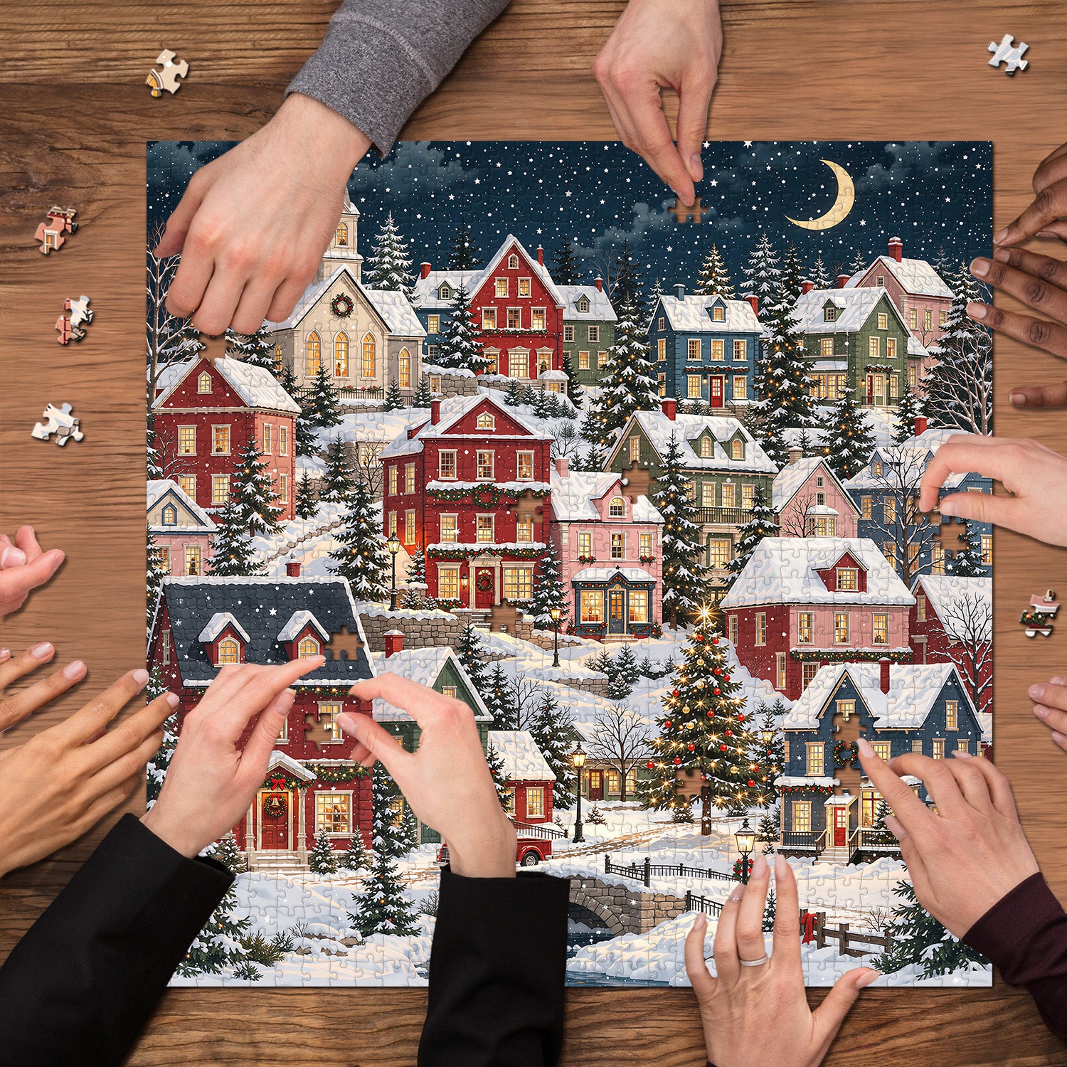 Snowy Christmas Village Jigsaw Puzzle 1000 Pieces