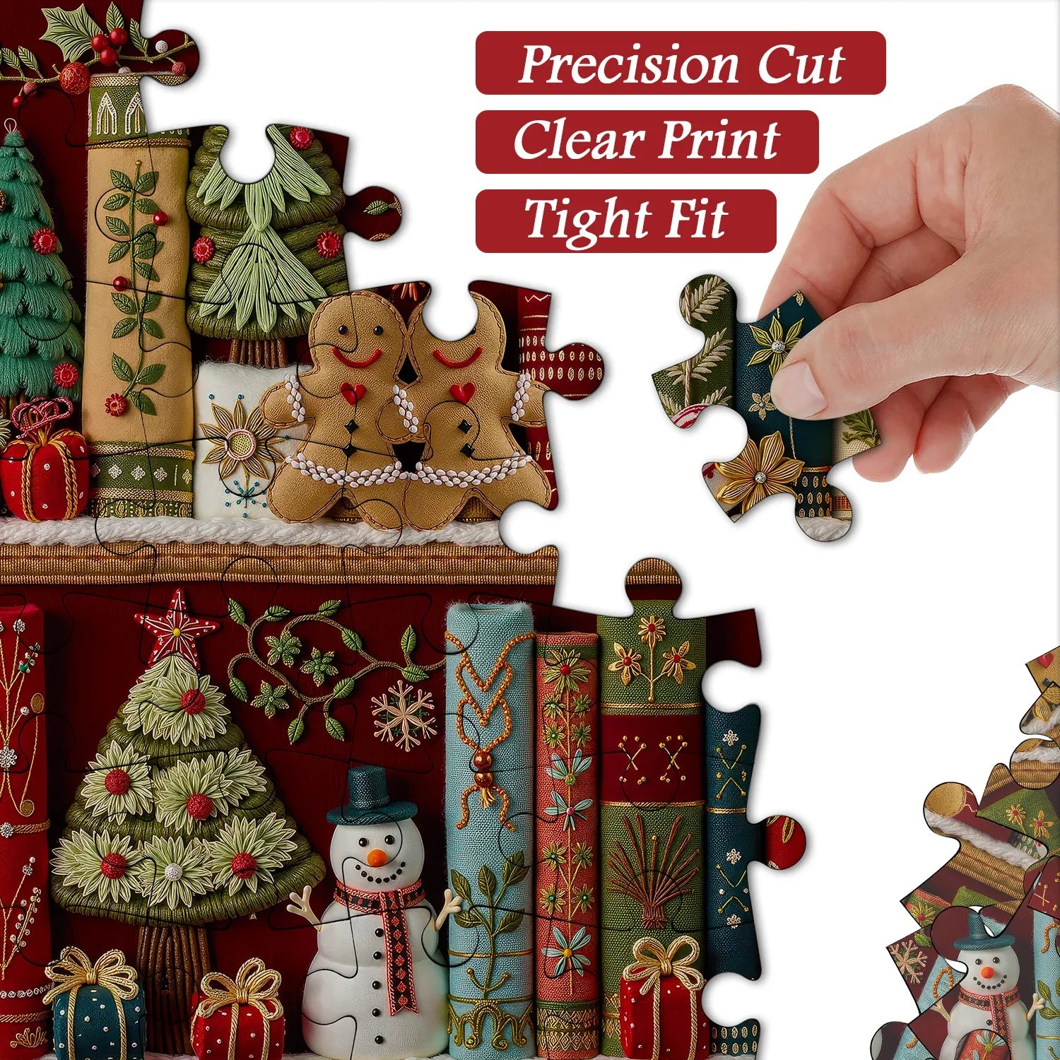 Cozy Christmas Bookshelf Jigsaw Puzzle 1000 Pieces