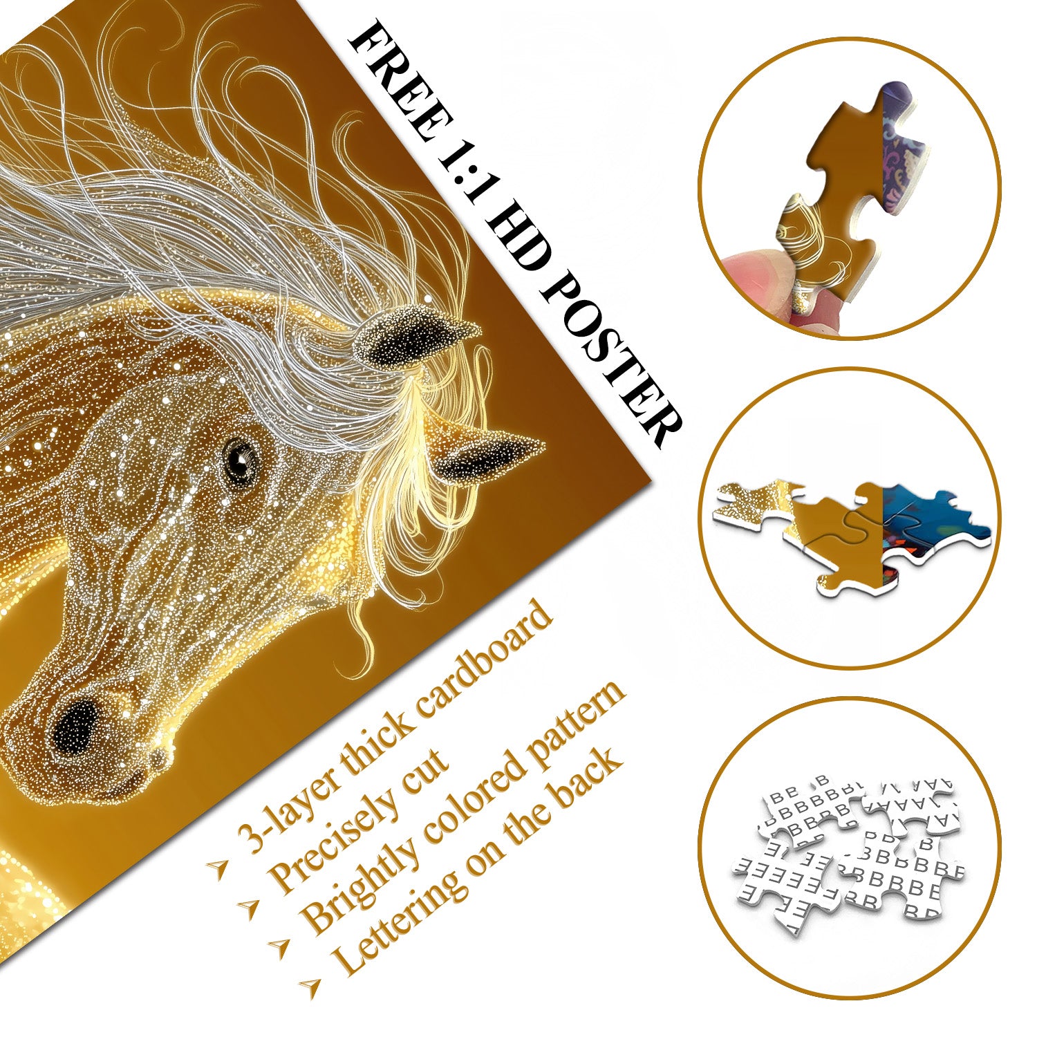 Golden Horse Jigsaw Puzzle 1000 Pieces