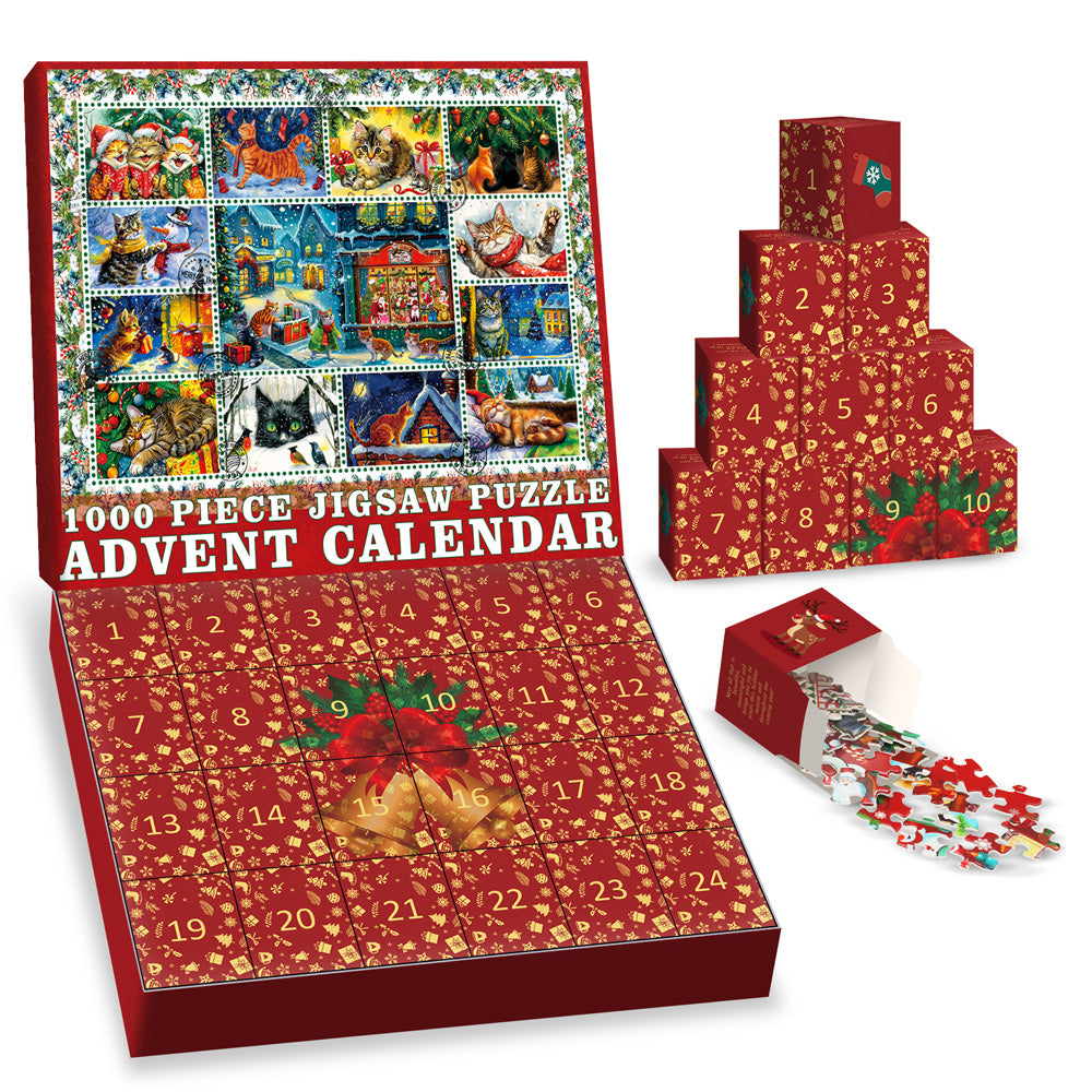 Weihnachtskatzen Adventskalender Puzzle 1000 Stücke