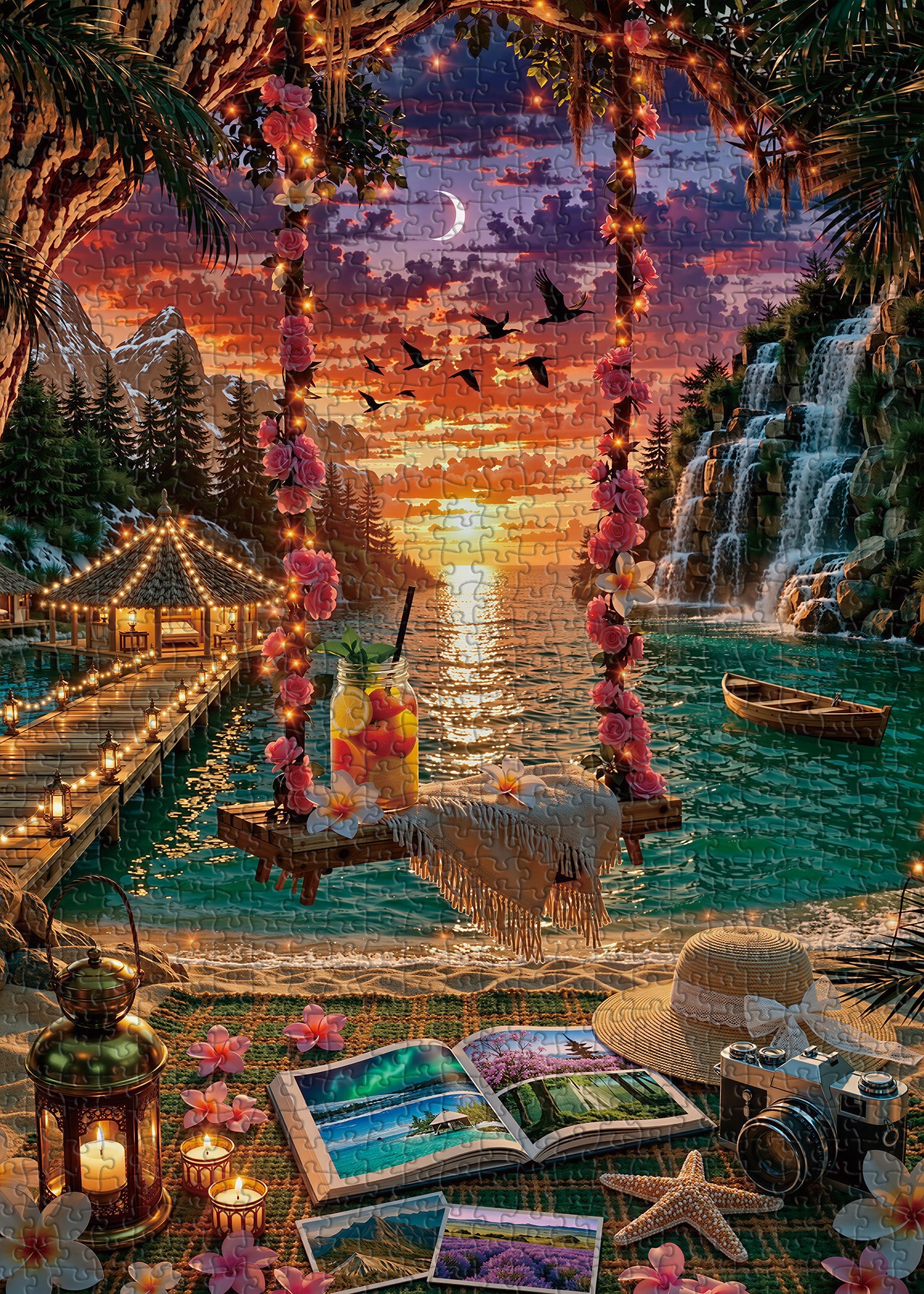 Puzzle Balançoire Coucher de Soleil 1000 Pièces