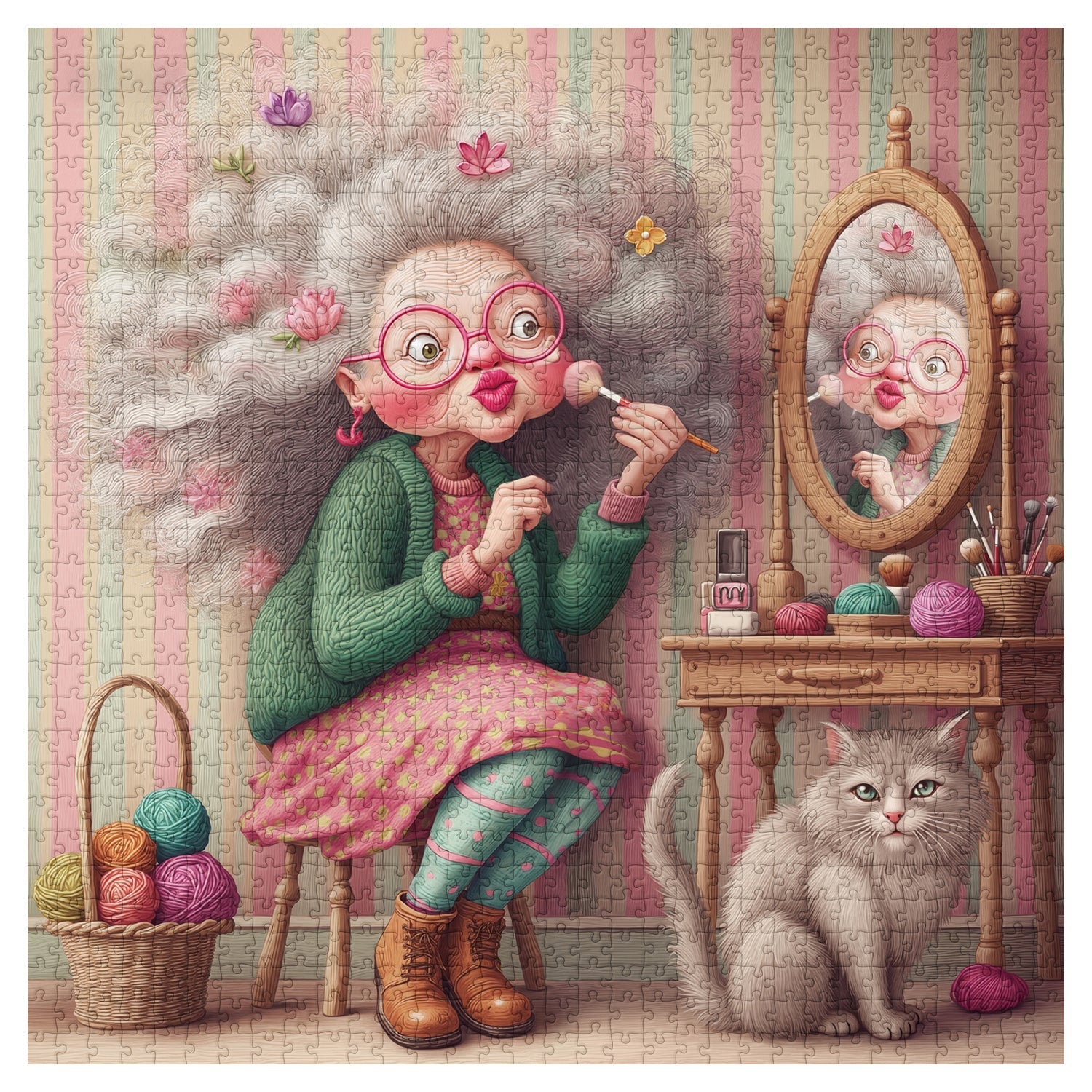 Flowery Grandma Jigsaw Puzzle 1000 Pieces